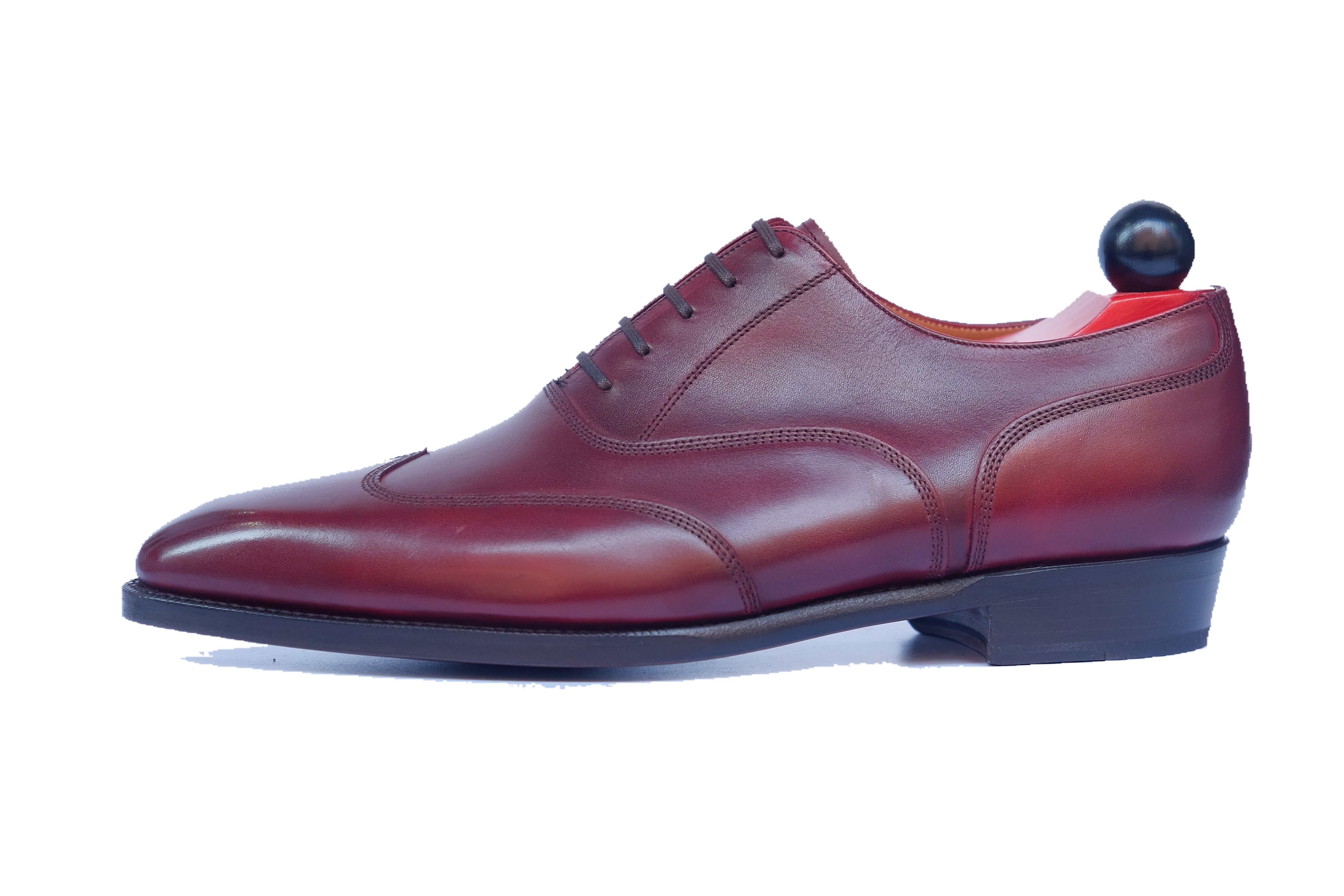 Pullman - MTO - Burgundy Calf - LPB Last - Single Leather Sole-Made To Order Austerity Brogue Oxfords-J.FitzPatrick Footwear