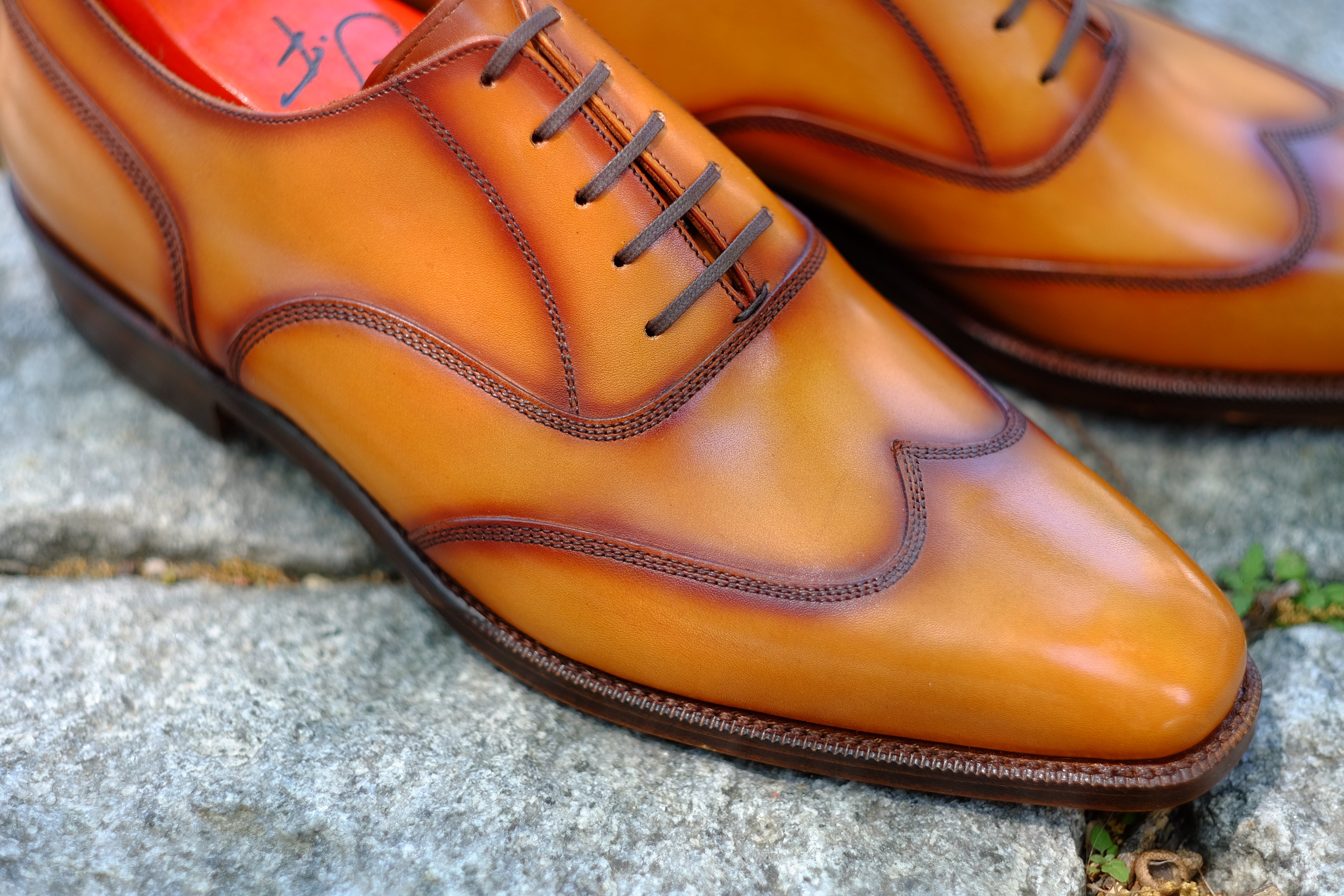Pullman - MTO - Burnished Golden Tan Calf - LPB Last - Single Leather Sole-Made To Order Austerity Brogue Oxfords-J.FitzPatrick Footwear