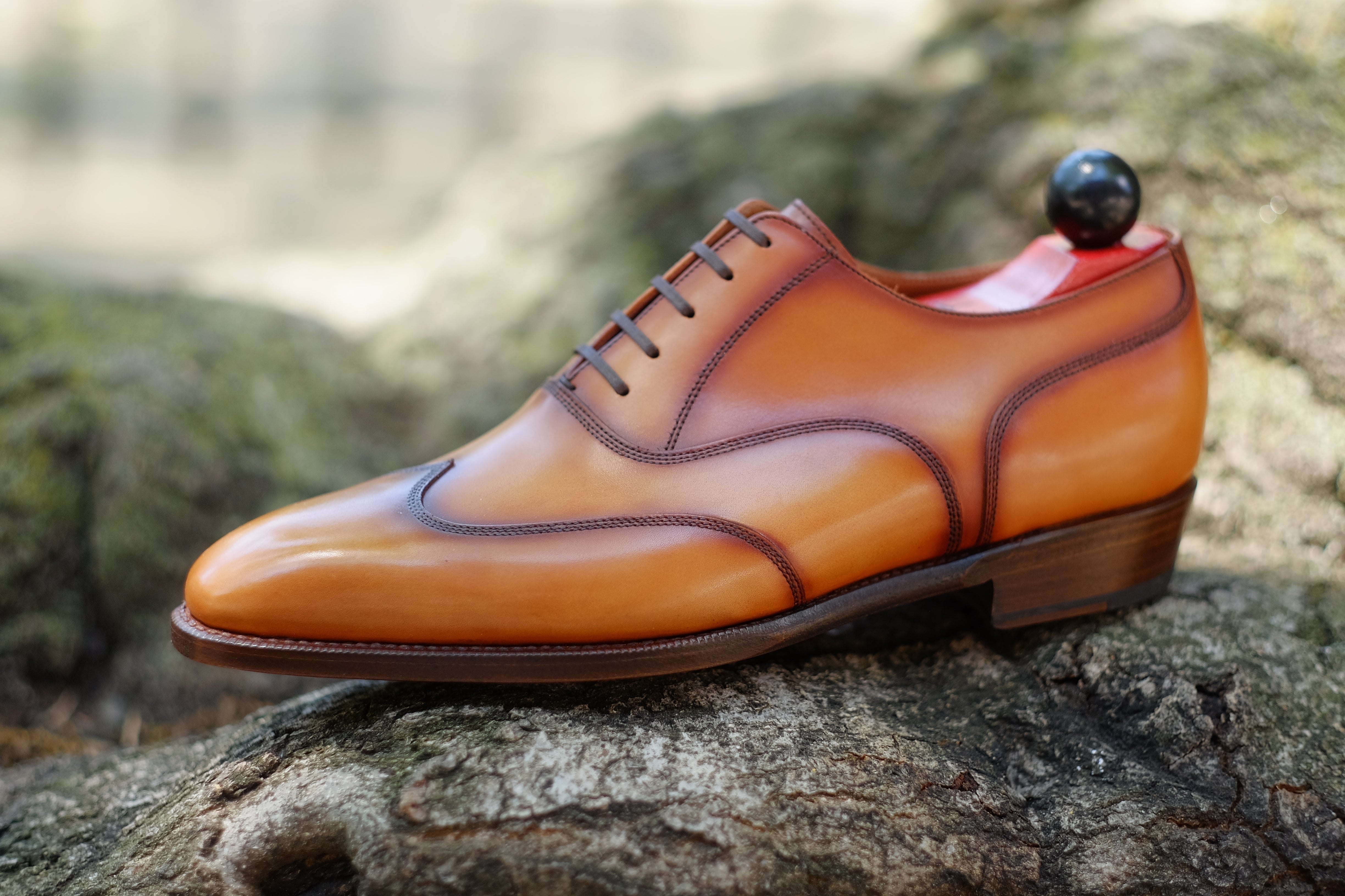 Pullman - MTO - Burnished Golden Tan Calf - LPB Last - Single Leather Sole-Made To Order Austerity Brogue Oxfords-J.FitzPatrick Footwear