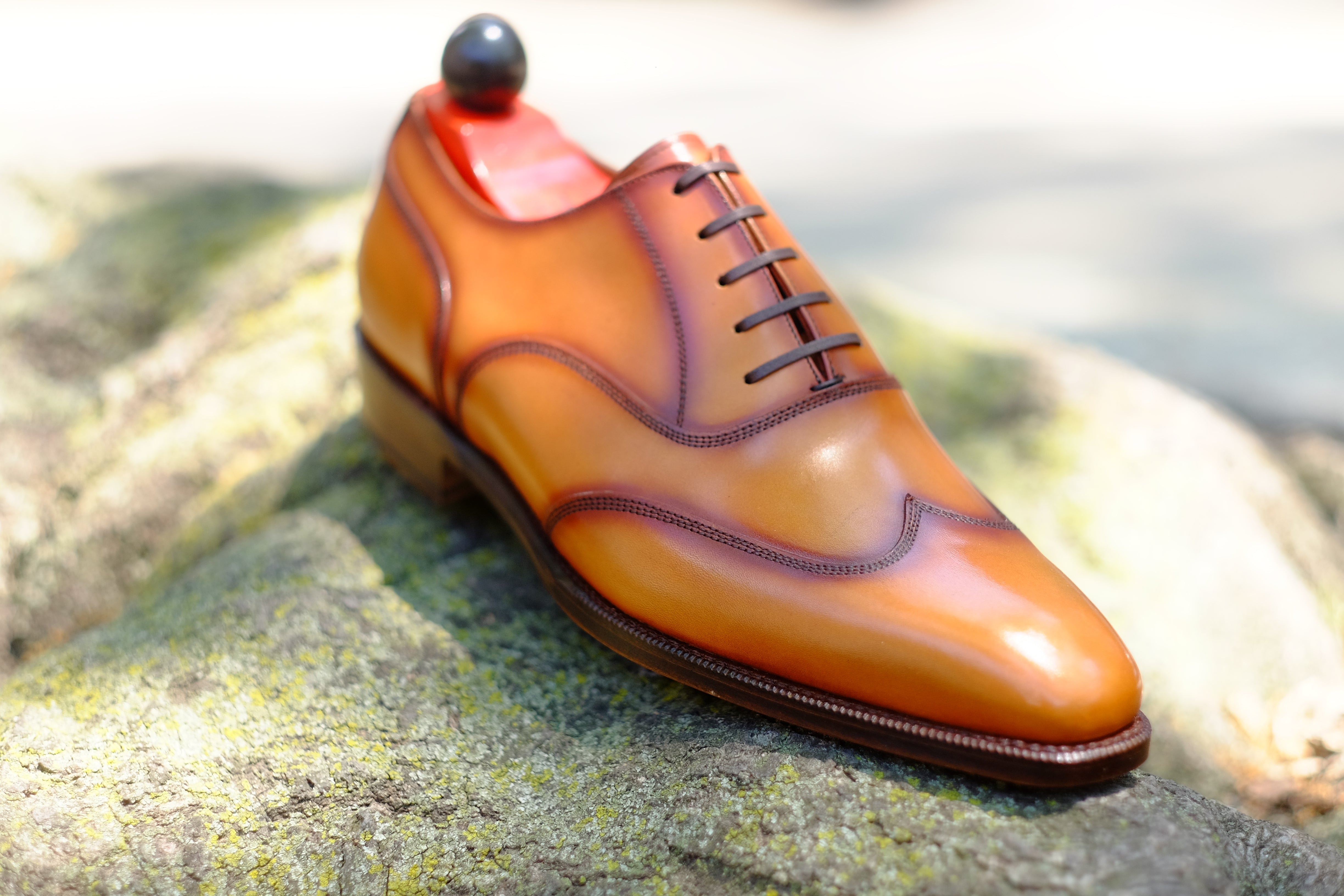 Pullman - MTO - Burnished Golden Tan Calf - LPB Last - Single Leather Sole-Made To Order Austerity Brogue Oxfords-J.FitzPatrick Footwear