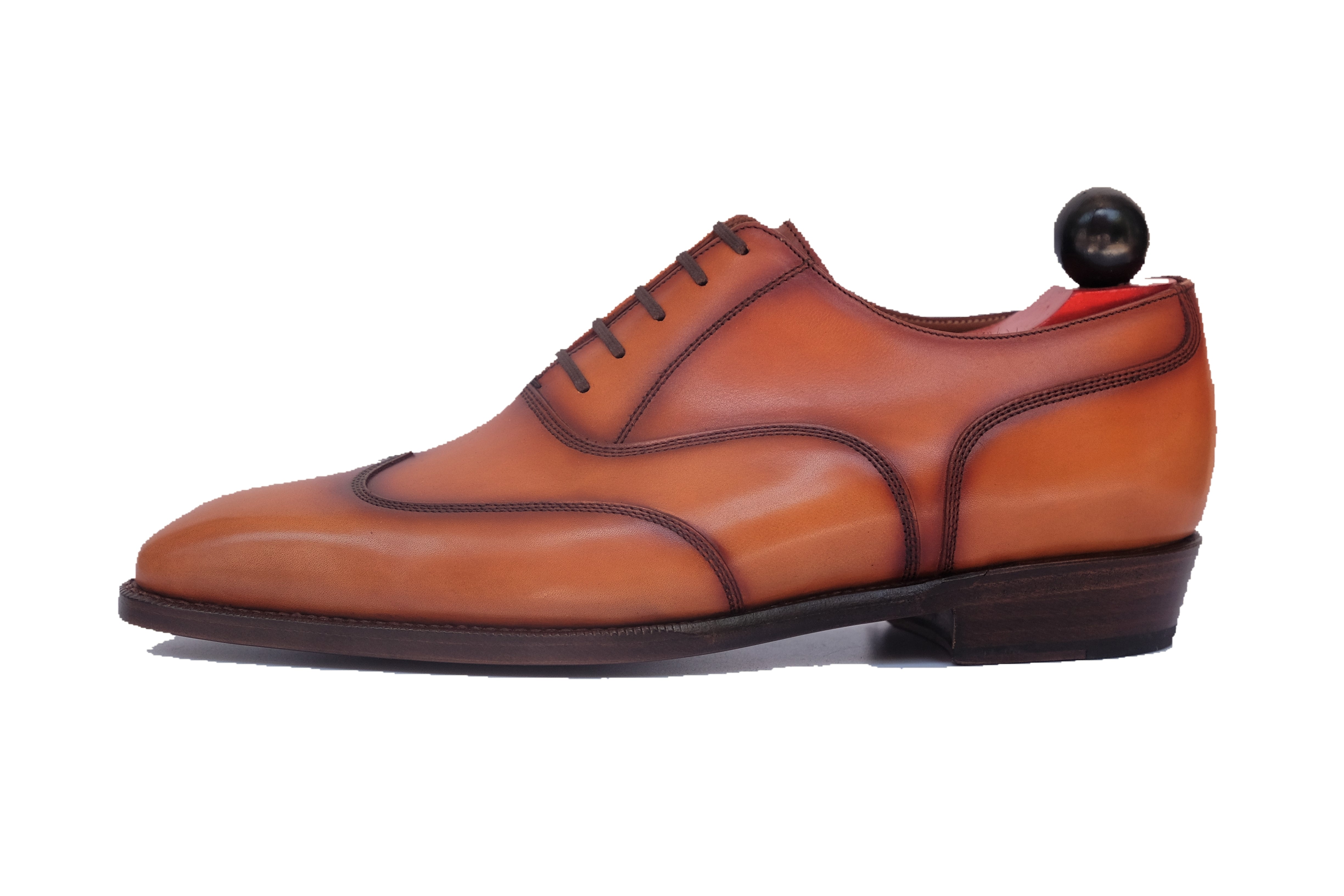 Pullman - MTO - Burnished Golden Tan Calf - LPB Last - Single Leather Sole-Made To Order Austerity Brogue Oxfords-J.FitzPatrick Footwear