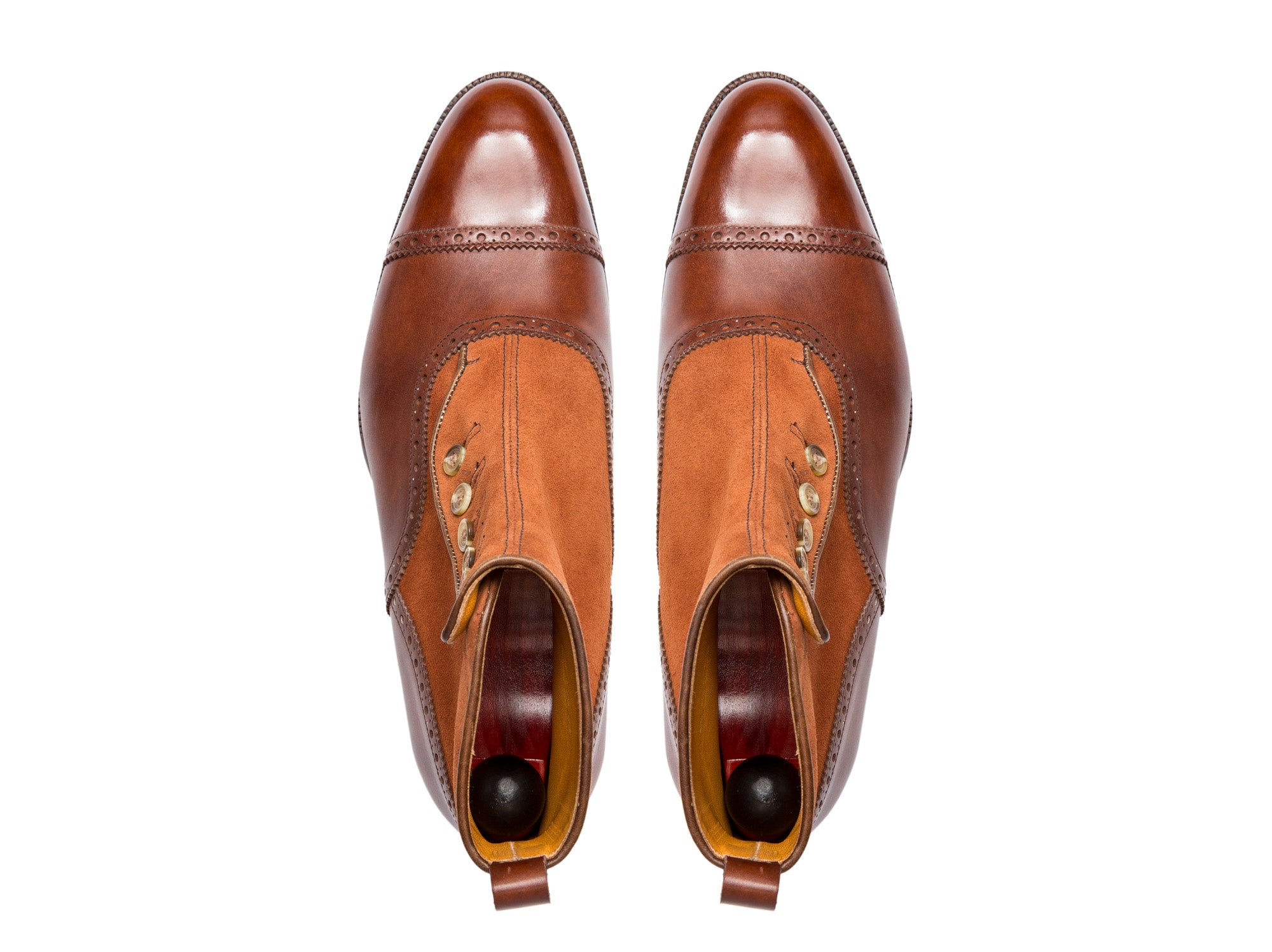 Puyallup - MTO - Gold Museum Calf / Rust Suede - NGT Last - Single Leather Sole-Made To Order Button Boot Cap Toe Brogue-J.FitzPatrick Footwear