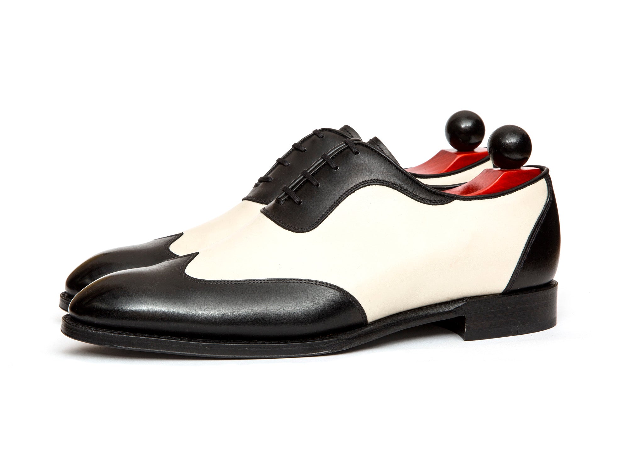Rainier - MTO - Black Calf / Cream Calf - NGT Last - Single Leather Sole-Made To Order Austerity Brogue Adelaide Oxfords-J.FitzPatrick Footwear