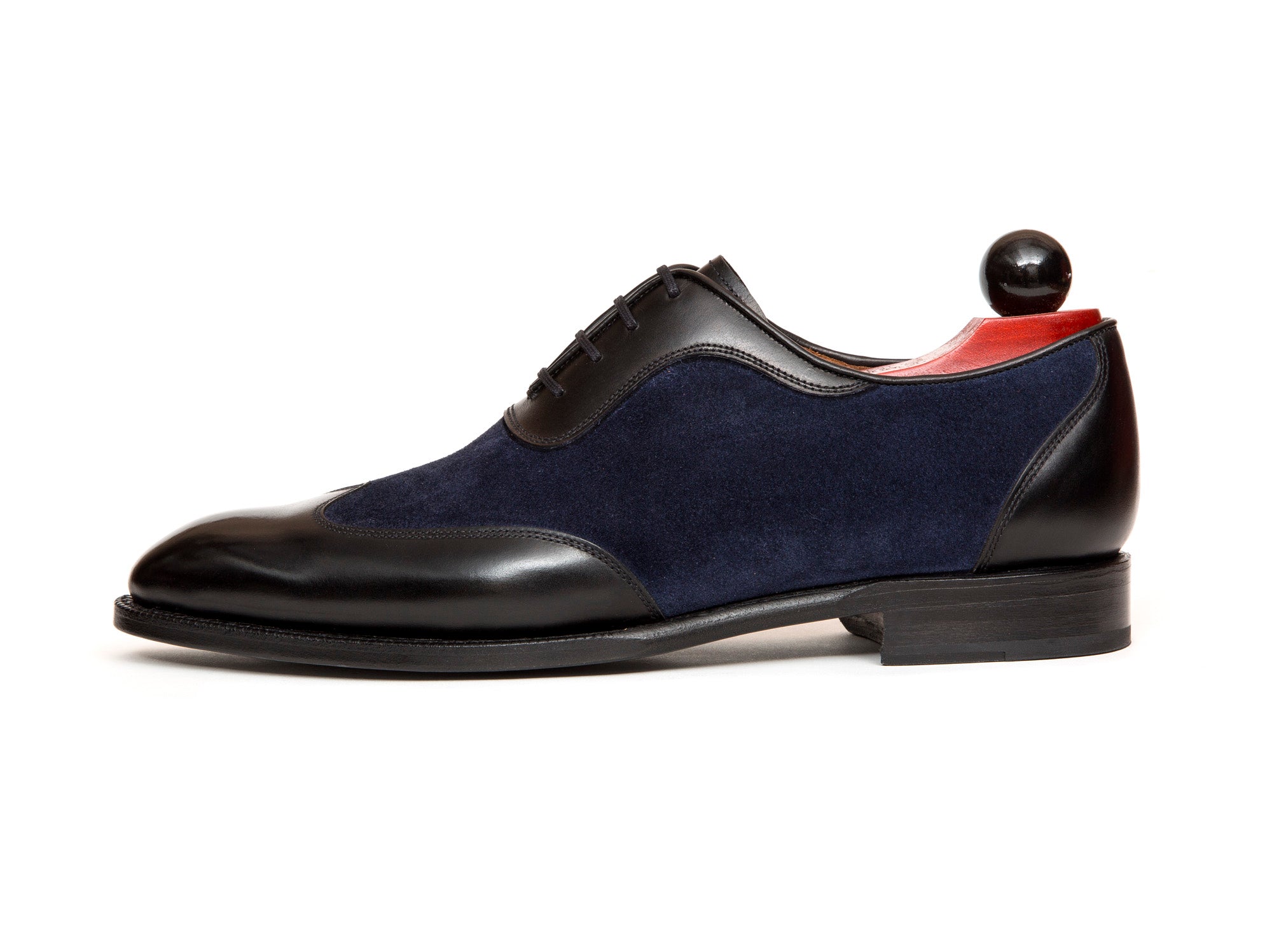 Rainier - MTO - Black Calf / Dark Blue Suede - NGT Last - Single Leather Sole-Made To Order Austerity Brogue Adelaide Oxfords-J.FitzPatrick Footwear