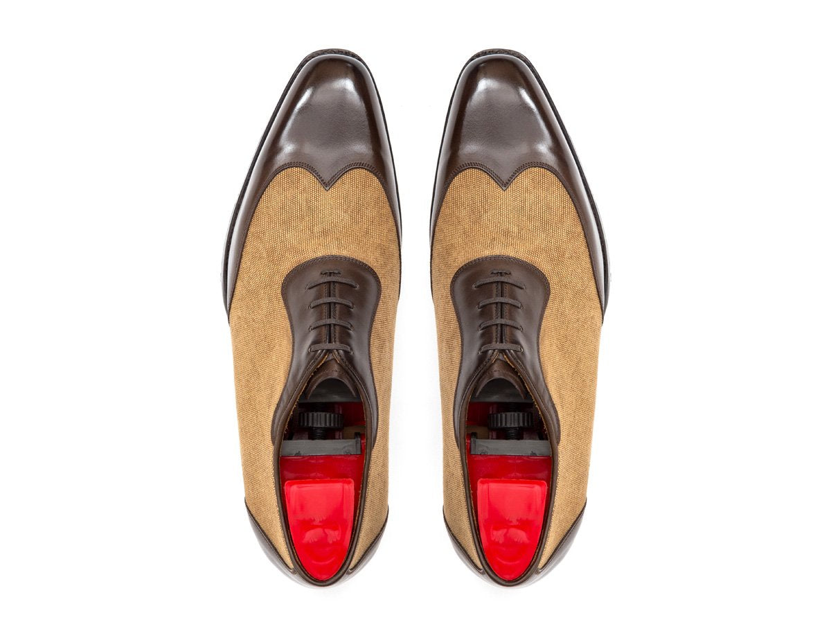 Rainier - MTO - Chocolate Calf / Desert Canvas - LPB Last - Single Leather Sole-Made To Order Austerity Brogue Adelaide Oxfords-J.FitzPatrick Footwear