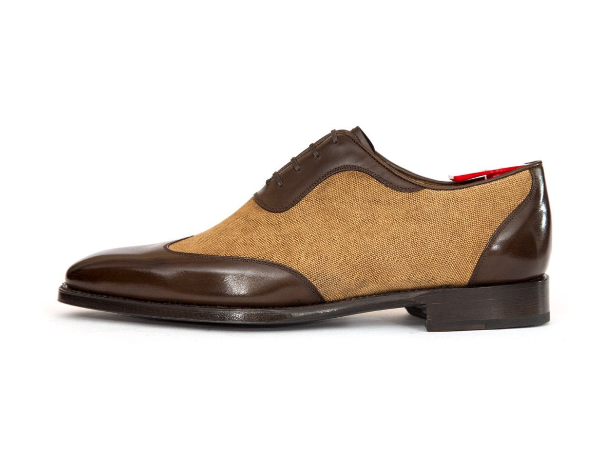 Rainier - MTO - Chocolate Calf / Desert Canvas - LPB Last - Single Leather Sole-Made To Order Austerity Brogue Adelaide Oxfords-J.FitzPatrick Footwear