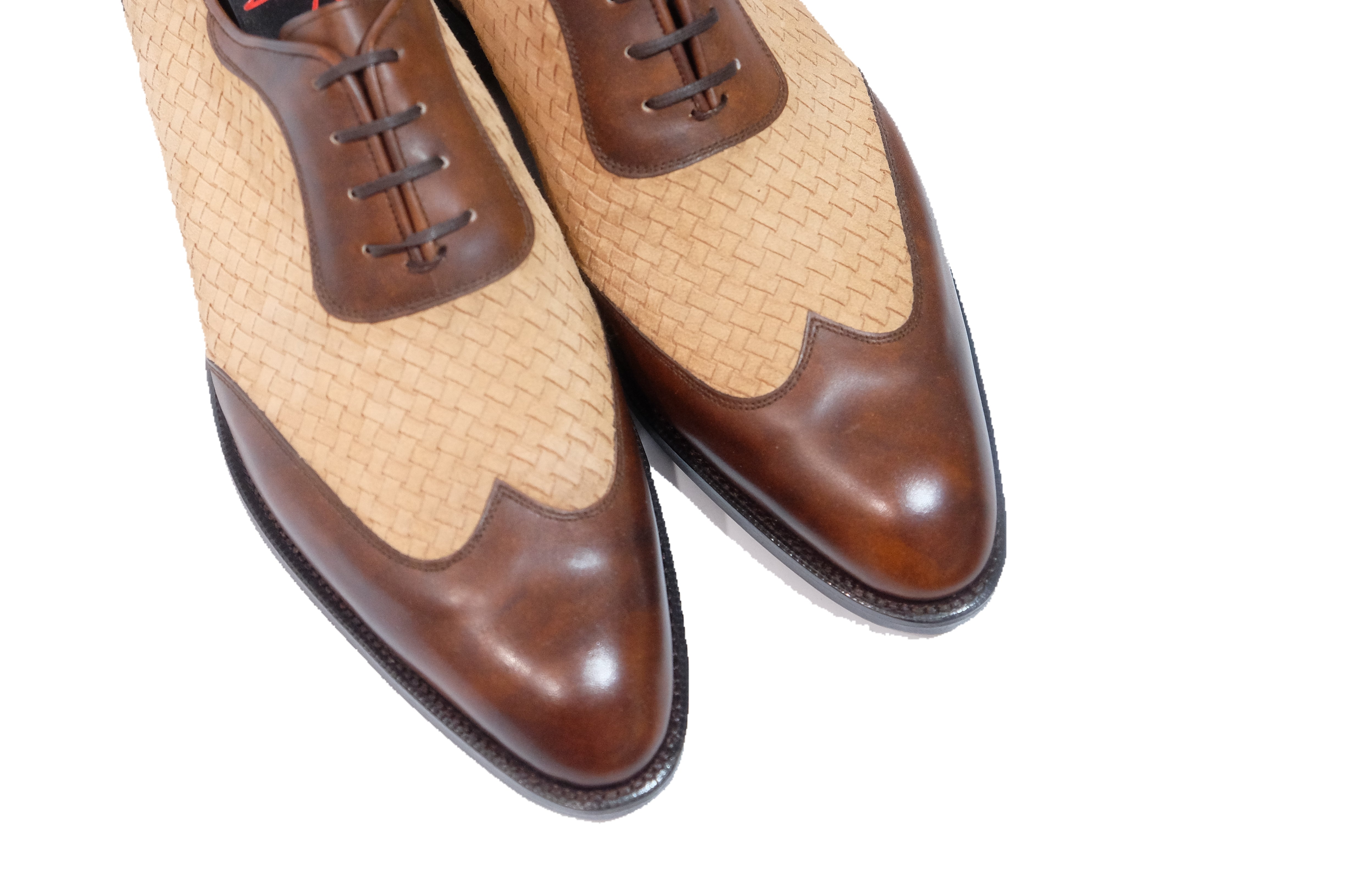Rainier - MTO - Copper Museum Calf / Braided Nude Suede - SEA Last - Single Leather Sole-Made To Order Austerity Brogue Adelaide Oxfords-J.FitzPatrick Footwear