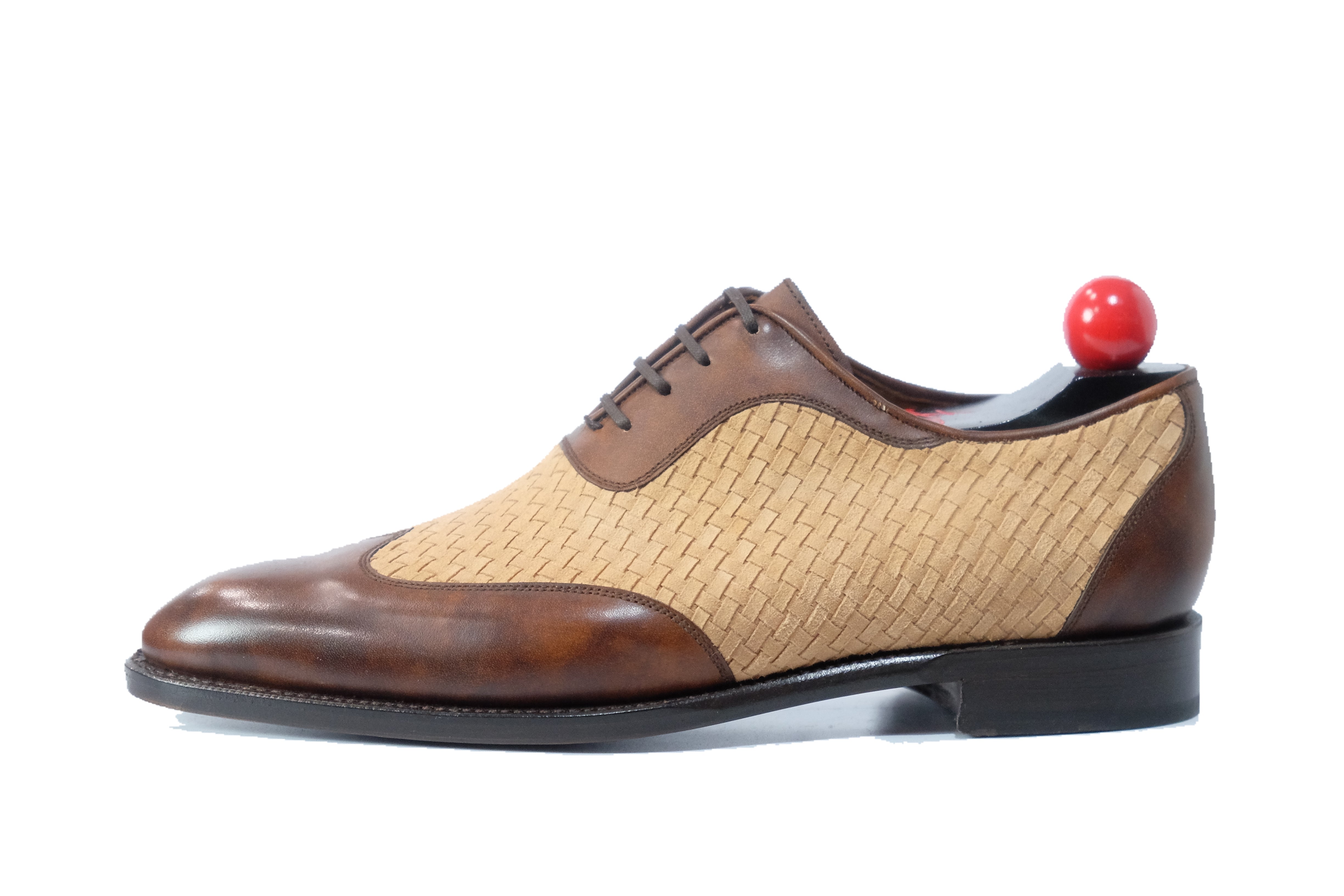Rainier - MTO - Copper Museum Calf / Braided Nude Suede - SEA Last - Single Leather Sole-Made To Order Austerity Brogue Adelaide Oxfords-J.FitzPatrick Footwear