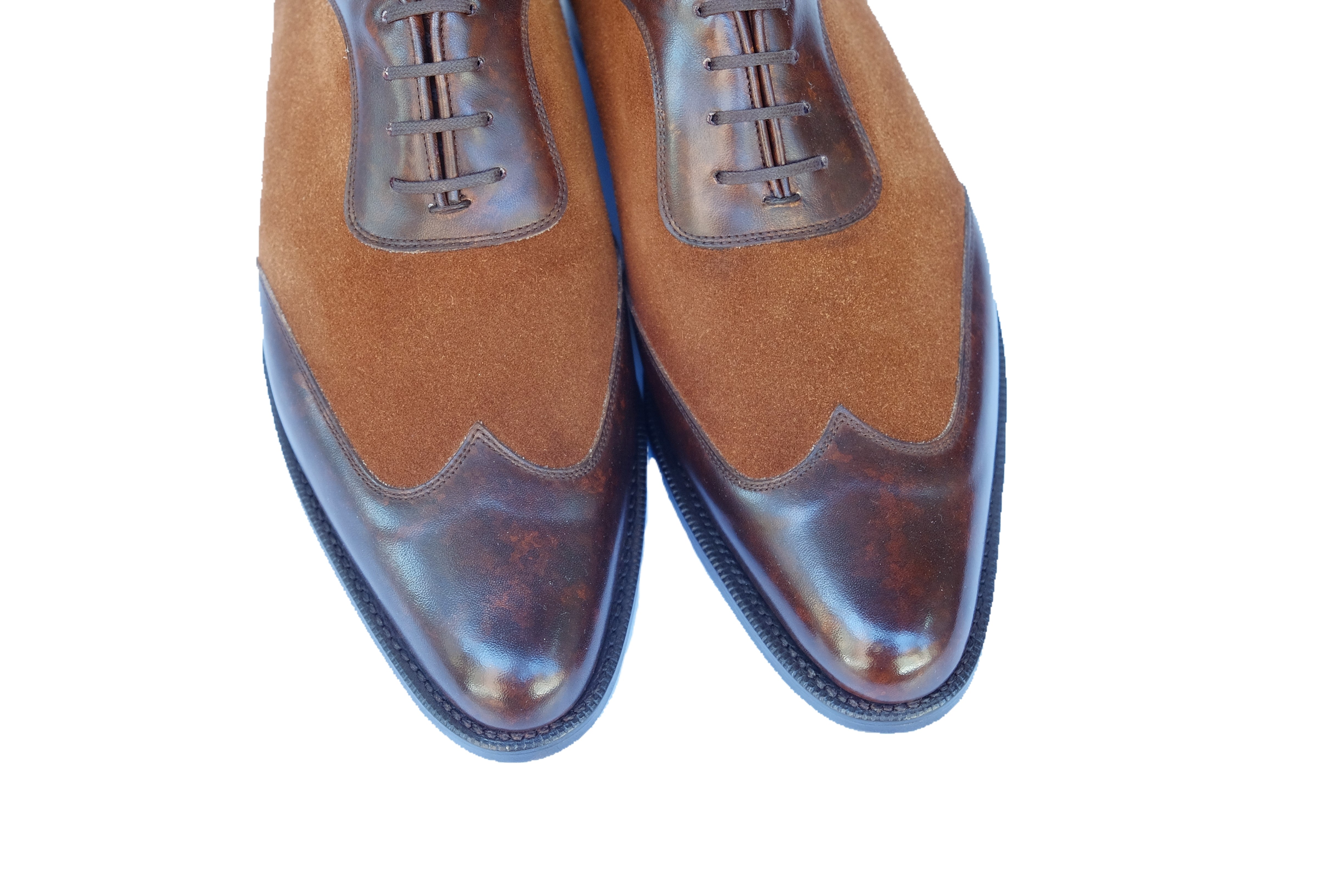 Rainier - MTO - Dark Brown Marble Patina / Snuff Suede - JKF Last - Single Leather Sole-Made To Order Austerity Brogue Adelaide Oxfords-J.FitzPatrick Footwear