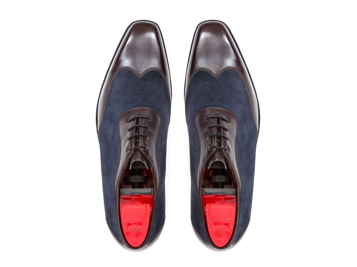 Rainier - MTO - Deep Merlot Calf / Navy Suede - MGF Last - Single Leather Sole-Made To Order Austerity Brogue Adelaide Oxfords-J.FitzPatrick Footwear