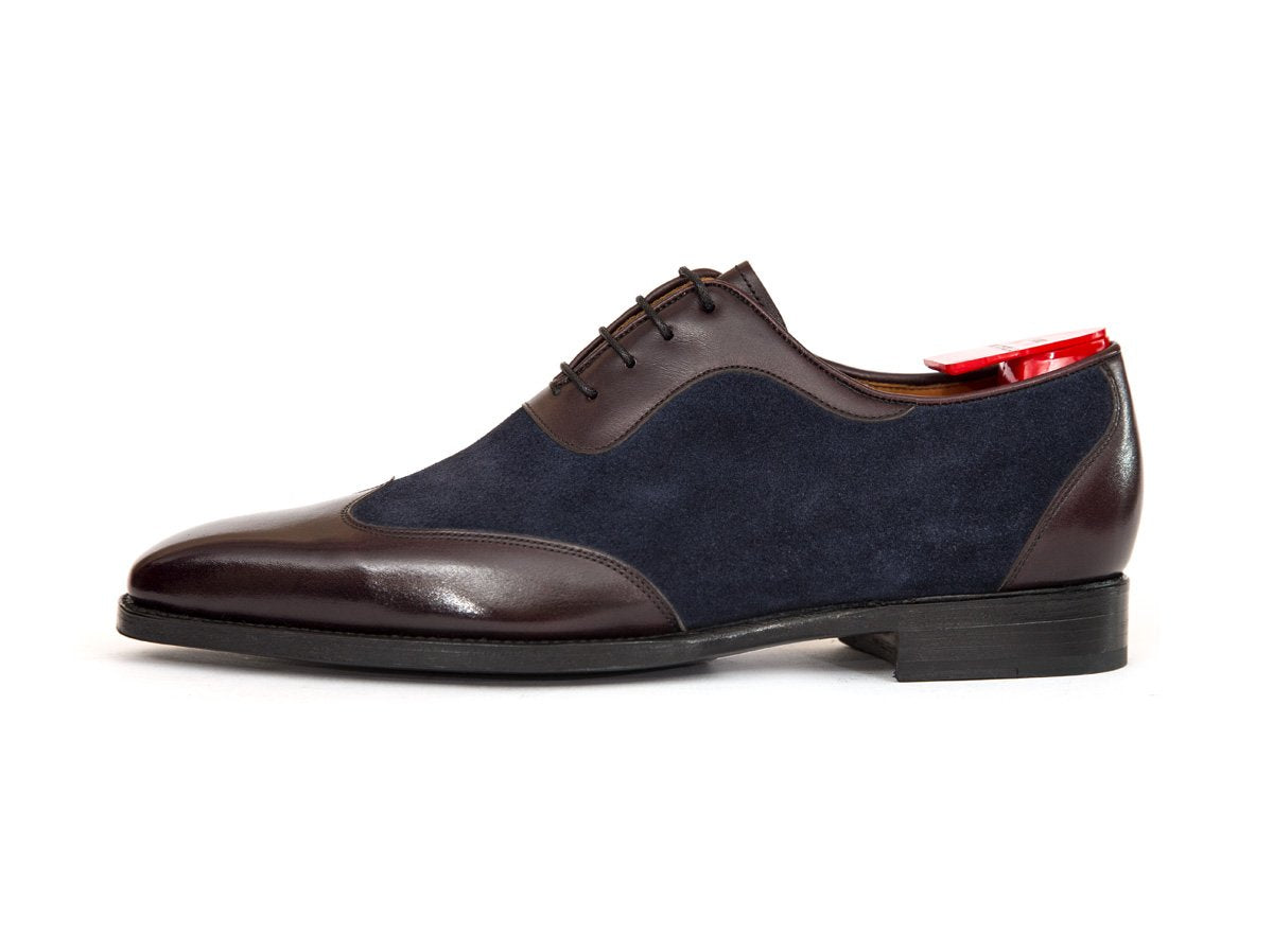 Rainier - MTO - Deep Merlot Calf / Navy Suede - MGF Last - Single Leather Sole-Made To Order Austerity Brogue Adelaide Oxfords-J.FitzPatrick Footwear