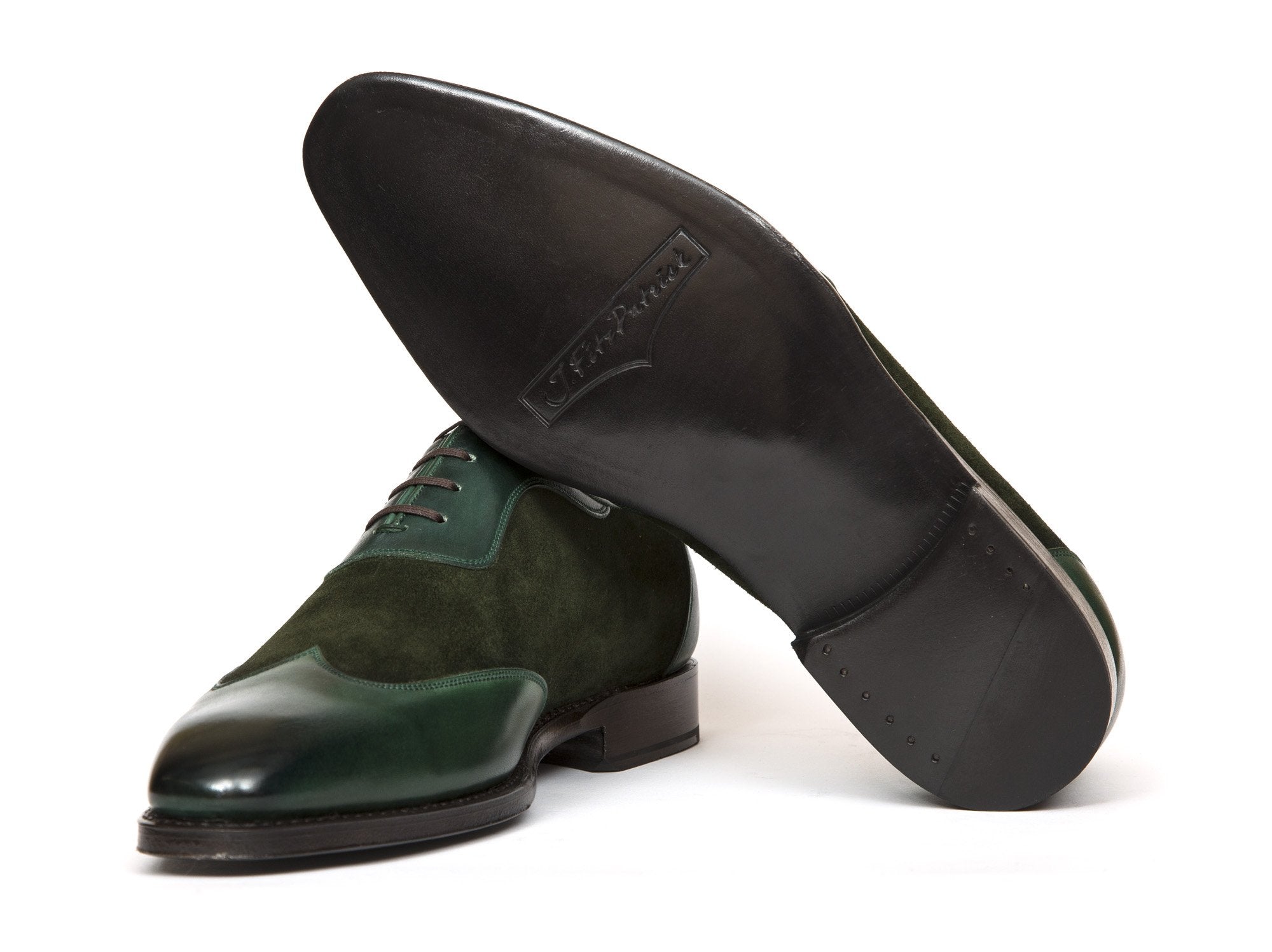 Rainier - MTO - Forest Green Calf / Forest Green Suede - LPB Last - Single Leather Sole-Made To Order Austerity Brogue Adelaide Oxfords-J.FitzPatrick Footwear