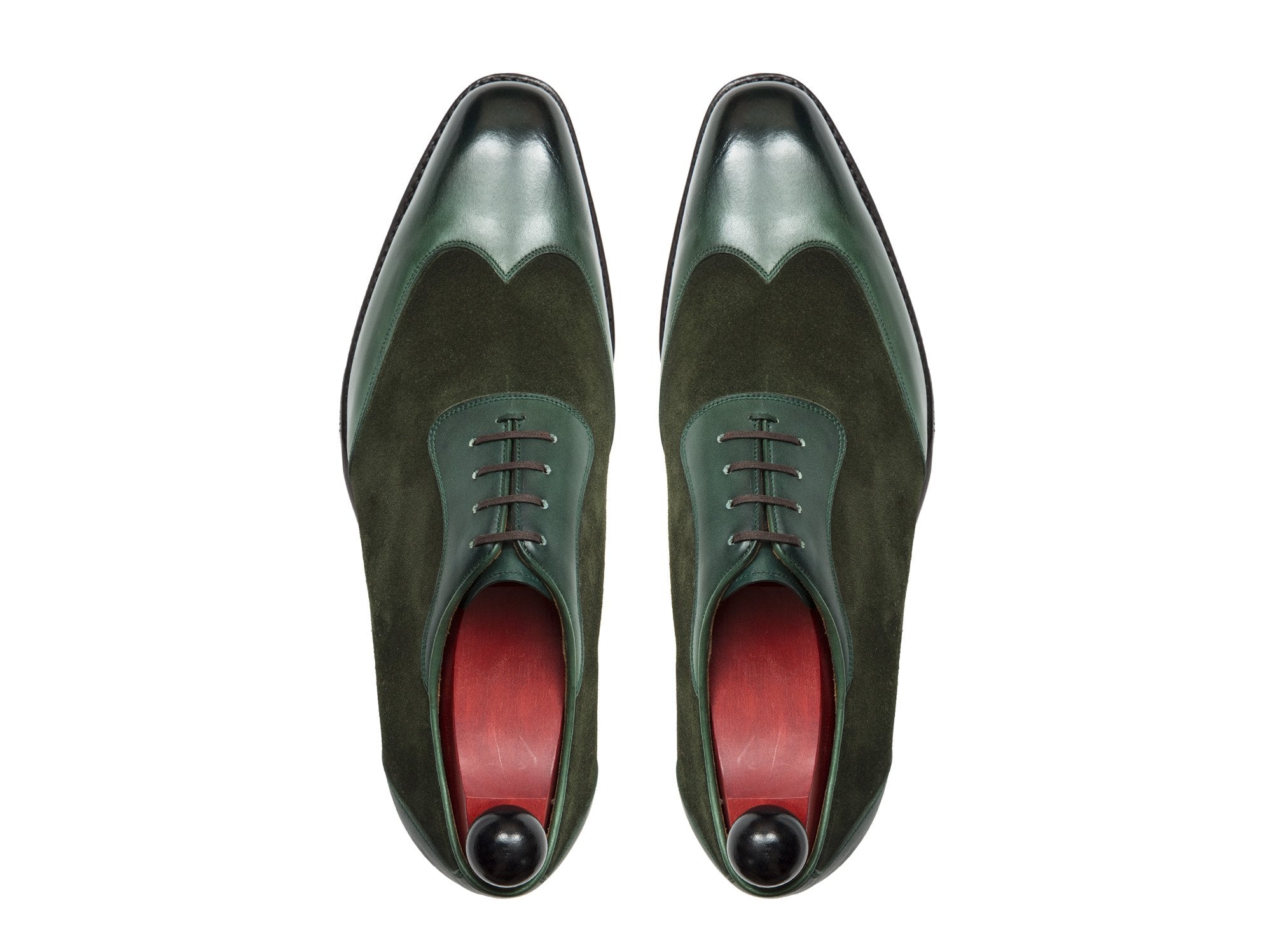 Rainier - MTO - Forest Green Calf / Forest Green Suede - LPB Last - Single Leather Sole-Made To Order Austerity Brogue Adelaide Oxfords-J.FitzPatrick Footwear