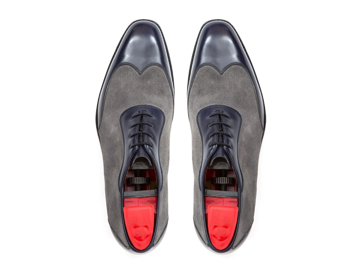 Rainier - MTO - Marine Blue Calf / Light Grey Suede - LPB Last - Single Leather Sole-Made To Order Austerity Brogue Adelaide Oxfords-J.FitzPatrick Footwear