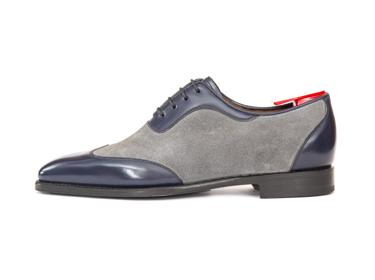 Rainier - MTO - Marine Blue Calf / Light Grey Suede - LPB Last - Single Leather Sole-Made To Order Austerity Brogue Adelaide Oxfords-J.FitzPatrick Footwear