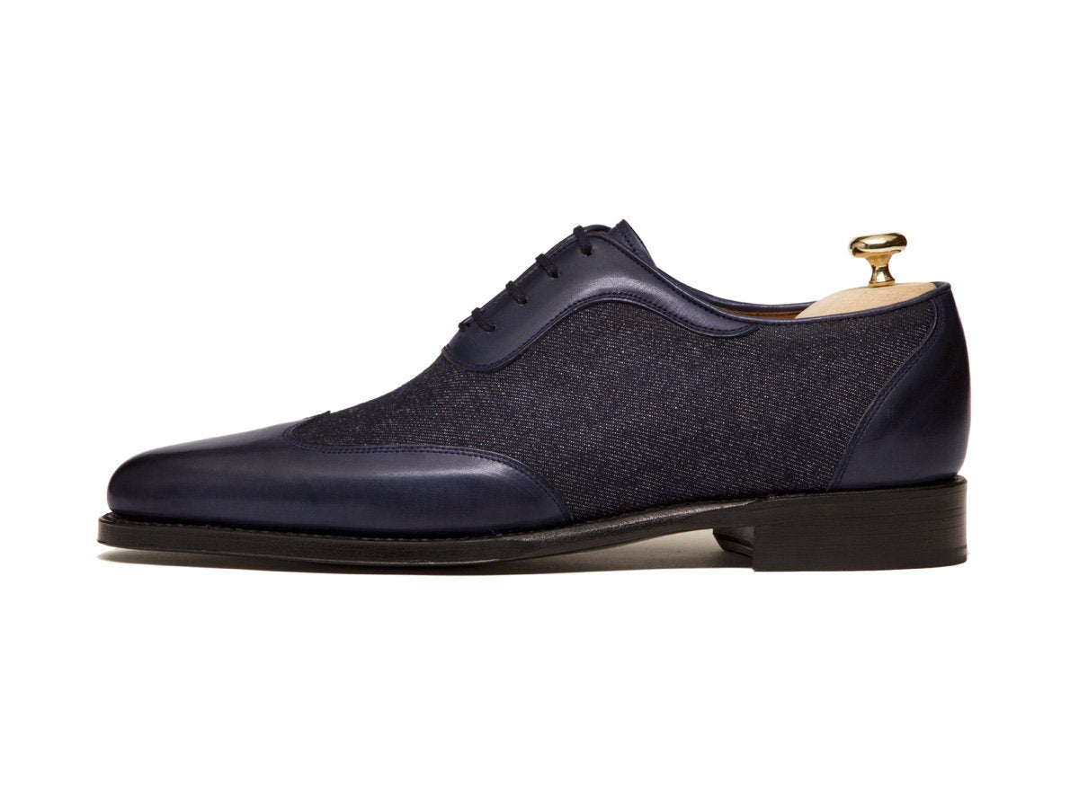 Rainier - MTO - Midnight Calf / Denim - JKF Last - Single Leather Sole-Made To Order Austerity Brogue Adelaide Oxfords-J.FitzPatrick Footwear