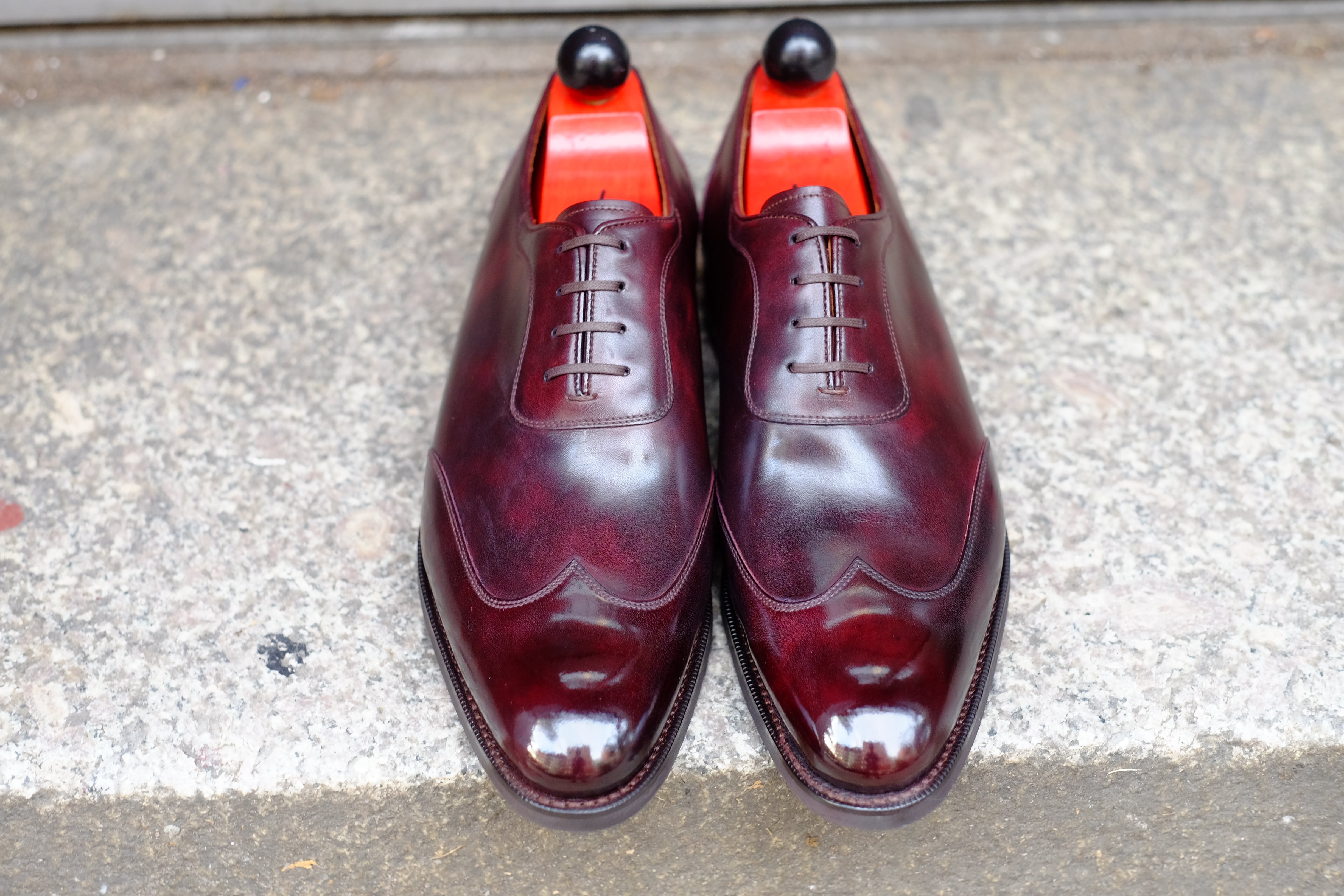 Rainier - MTO - Plum Museum Calf - NGT Last - City Rubber Sole-Made To Order Austerity Brogue Adelaide Oxfords-J.FitzPatrick Footwear