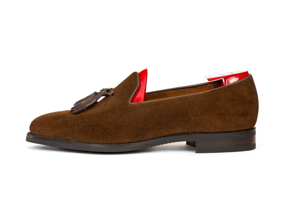Ravenna - MTO - Snuff Suede / Chocolate Calf Tassel - TMG Last - City Rubber Sole-Made To Order Tassel Loafer-J.FitzPatrick Footwear