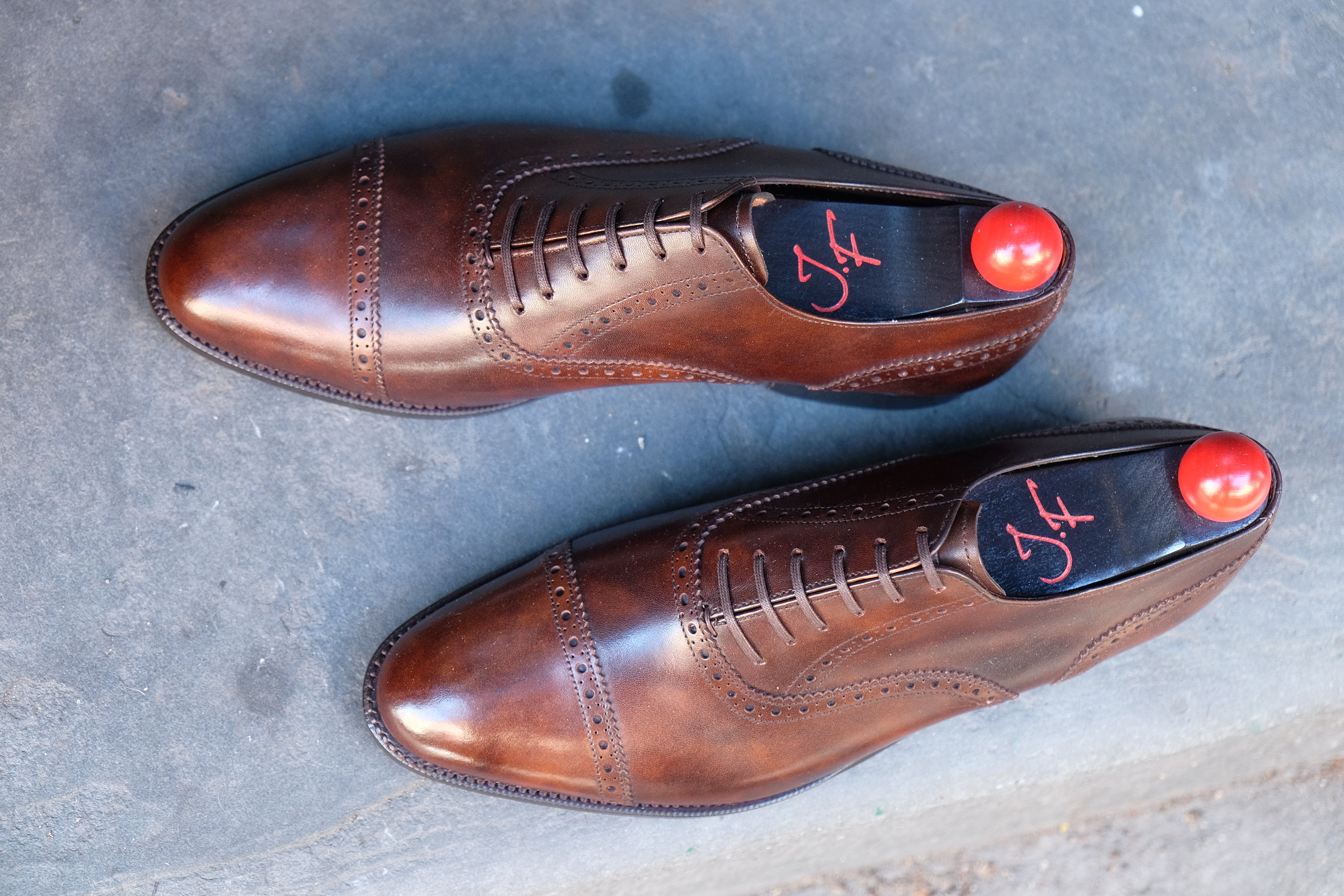 Redmond - MTO - Copper Museum Calf - TMG Last - Single Leather Sole-Made To Order Captoe Cap Toe Brogue Oxfords-J.FitzPatrick Footwear