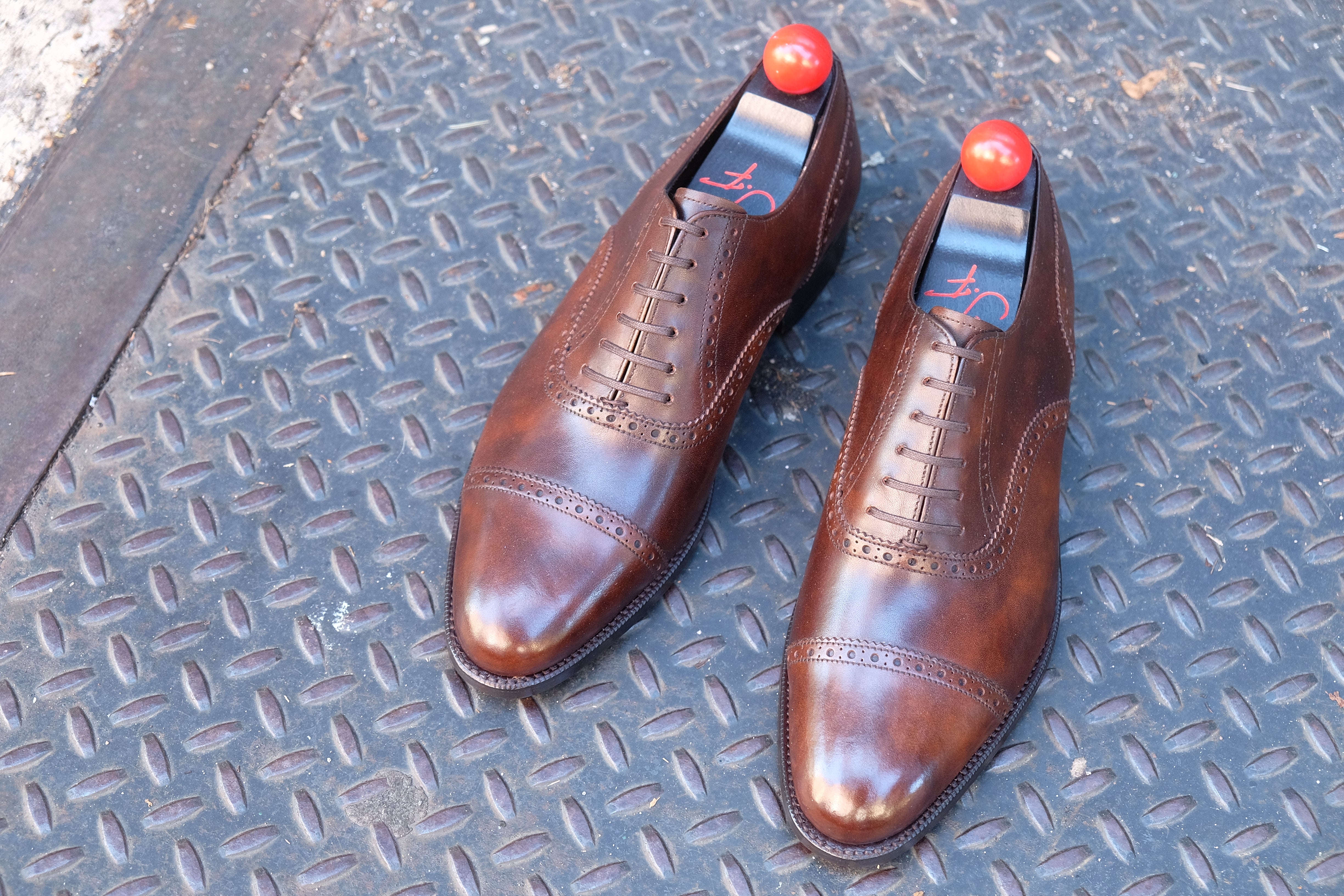 Redmond - MTO - Copper Museum Calf - TMG Last - Single Leather Sole-Made To Order Captoe Cap Toe Brogue Oxfords-J.FitzPatrick Footwear