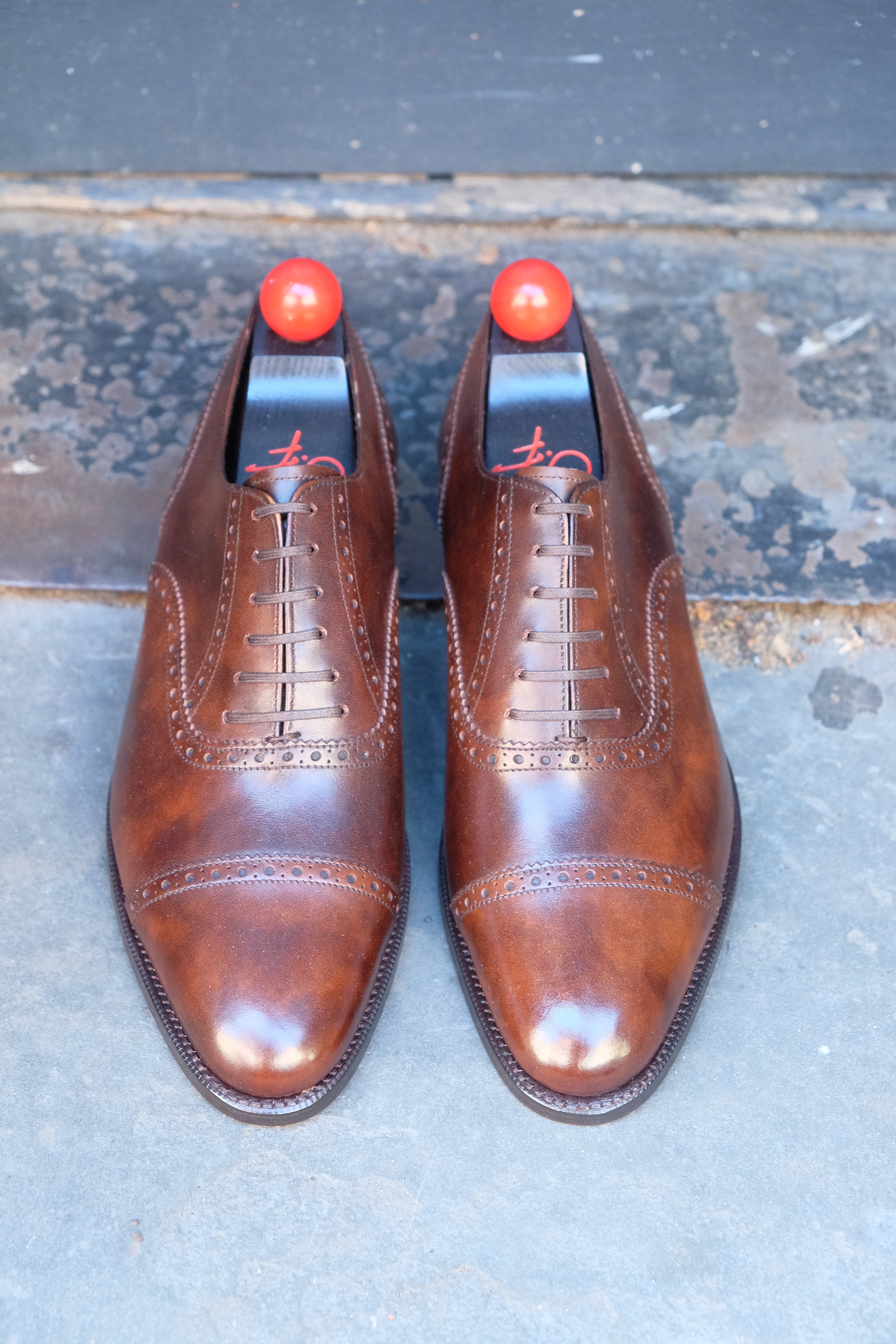 Redmond - MTO - Copper Museum Calf - TMG Last - Single Leather Sole-Made To Order Captoe Cap Toe Brogue Oxfords-J.FitzPatrick Footwear