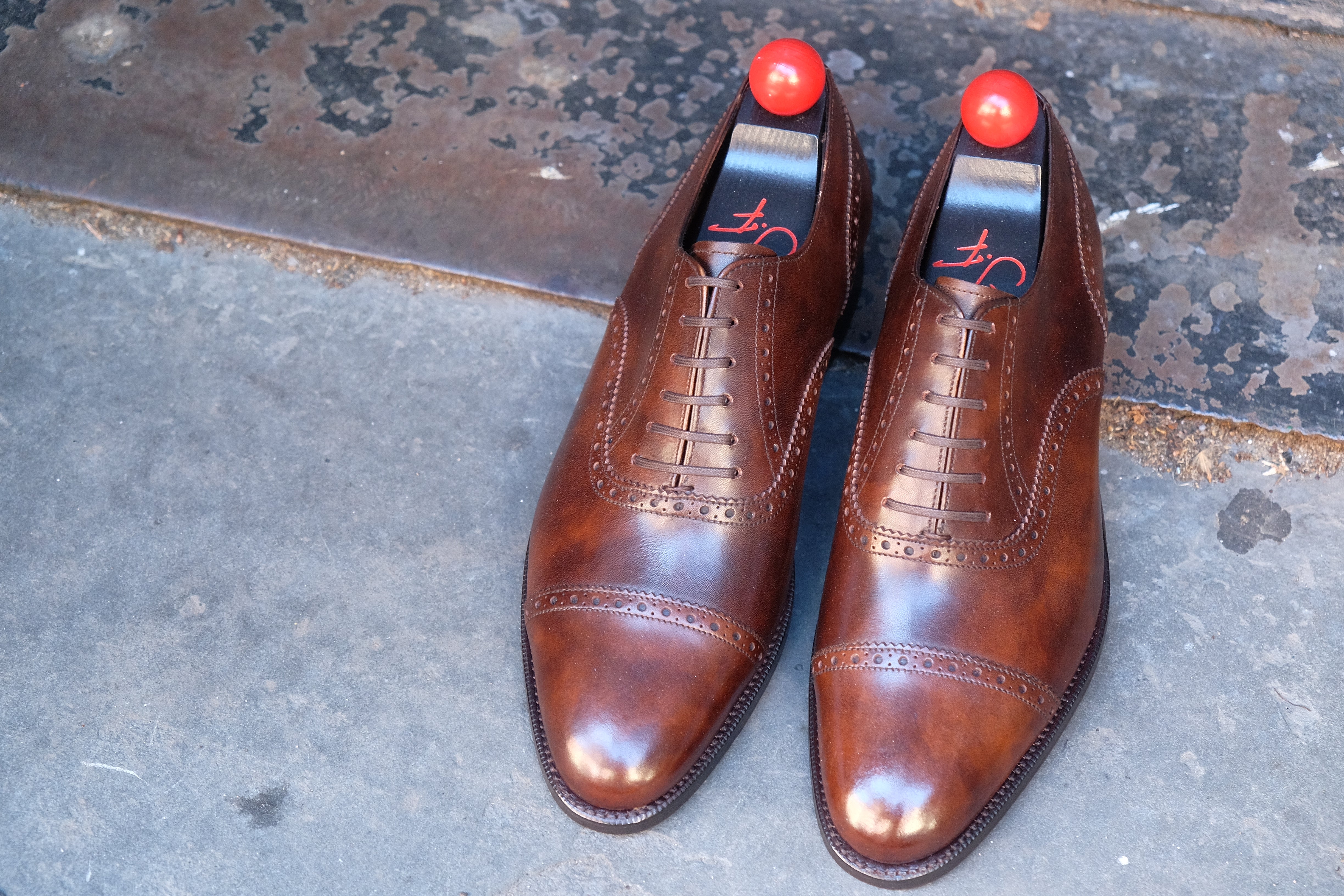 Redmond - MTO - Copper Museum Calf - TMG Last - Single Leather Sole-Made To Order Captoe Cap Toe Brogue Oxfords-J.FitzPatrick Footwear