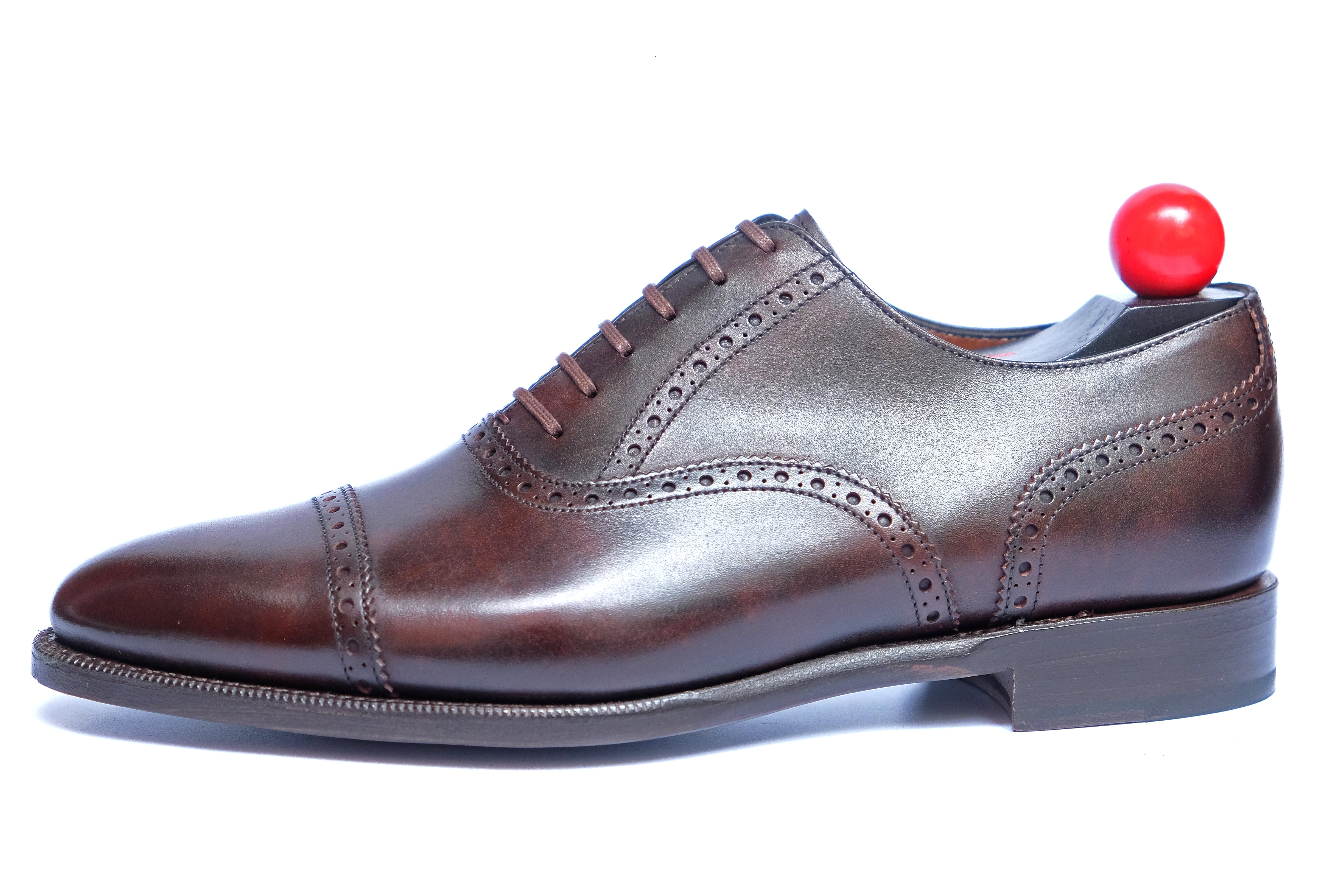 Redmond - MTO - Dark Brown Museum Calf - TMG Last - Single Leather Sole-Made To Order Captoe Cap Toe Brogue Oxfords-J.FitzPatrick Footwear