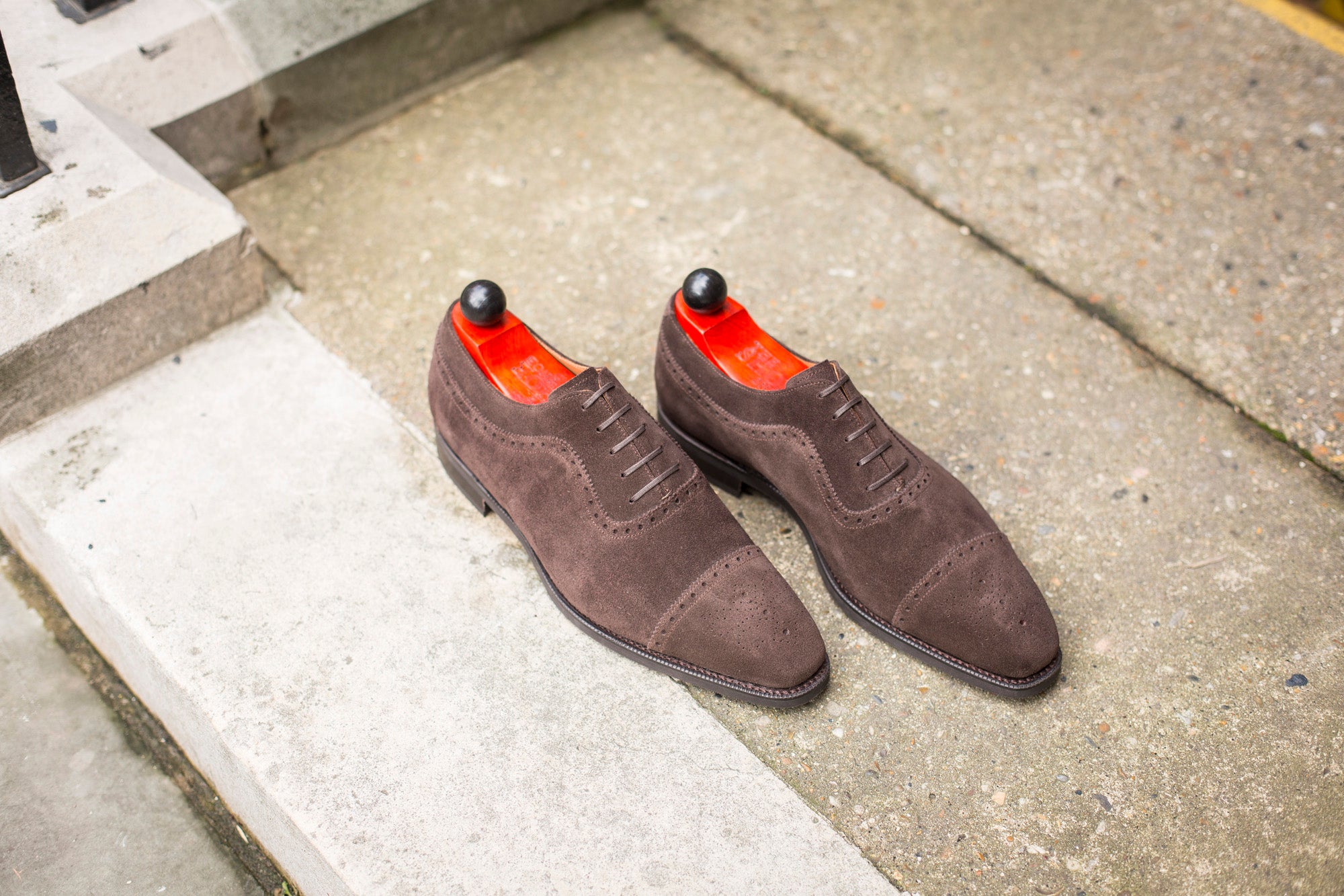 Riviera - MTO - Bitter Chocolate Suede - MGF Last - City Rubber Sole-Made To Order Captoe Cap Toe Brogue Medallion Adelaide Oxfords-J.FitzPatrick Footwear