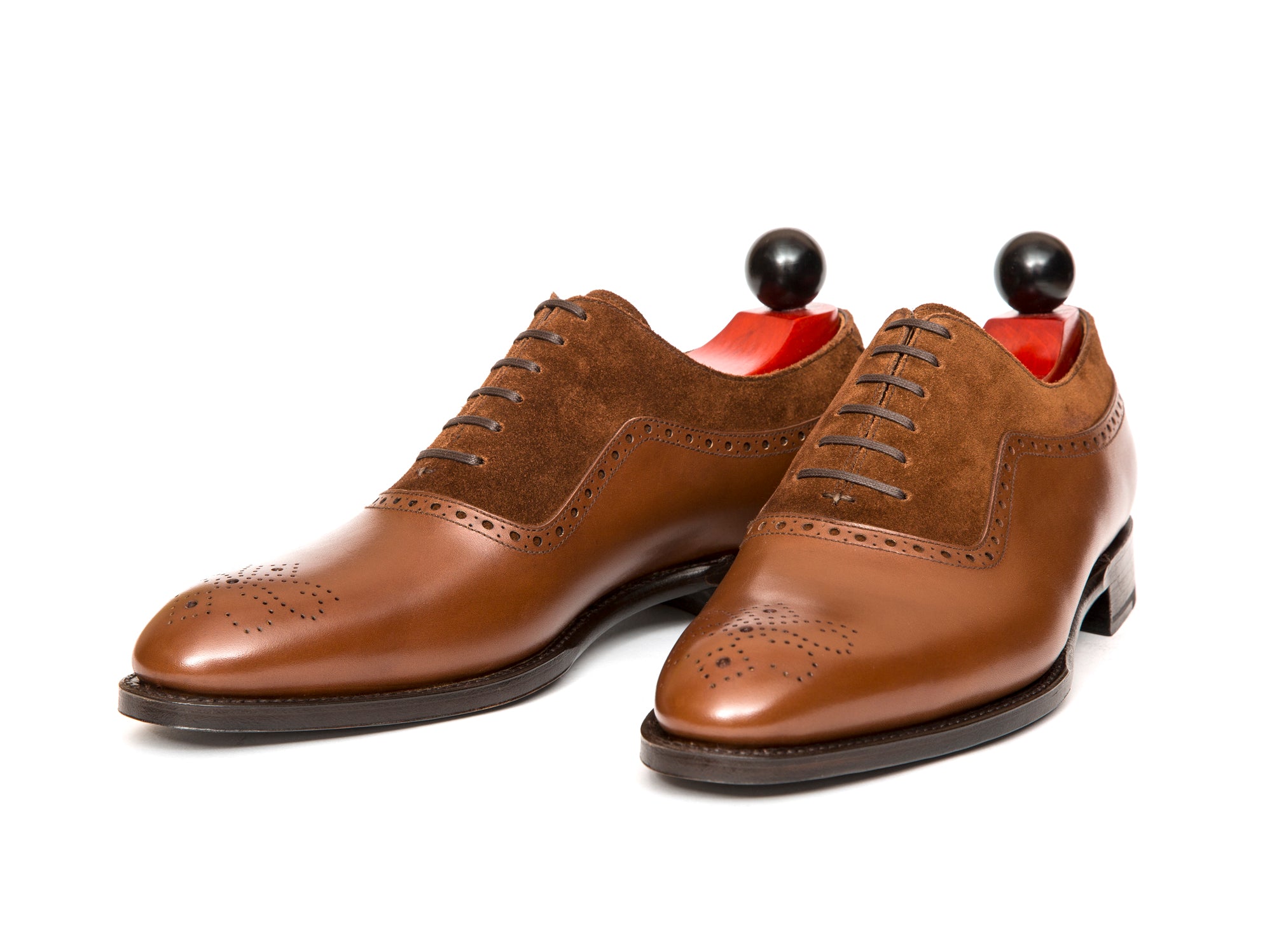 Roosevelt - MTO - Caramel Calf / Snuff Suede - NGT Last - Single Leather Sole-Made To Order Medallion Adelaide Brogue Oxfords-J.FitzPatrick Footwear
