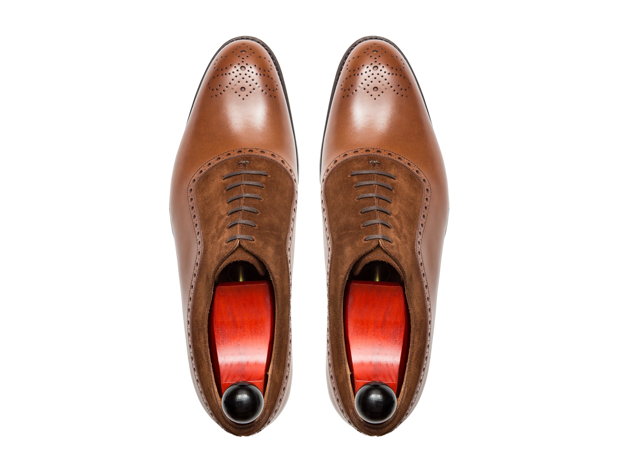 Roosevelt - MTO - Caramel Calf / Snuff Suede - NGT Last - Single Leather Sole-Made To Order Medallion Adelaide Brogue Oxfords-J.FitzPatrick Footwear