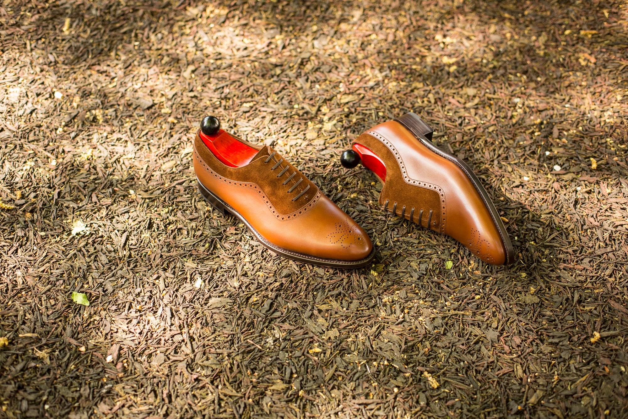 Roosevelt - MTO - Caramel Calf / Snuff Suede - NGT Last - Single Leather Sole-Made To Order Medallion Adelaide Brogue Oxfords-J.FitzPatrick Footwear