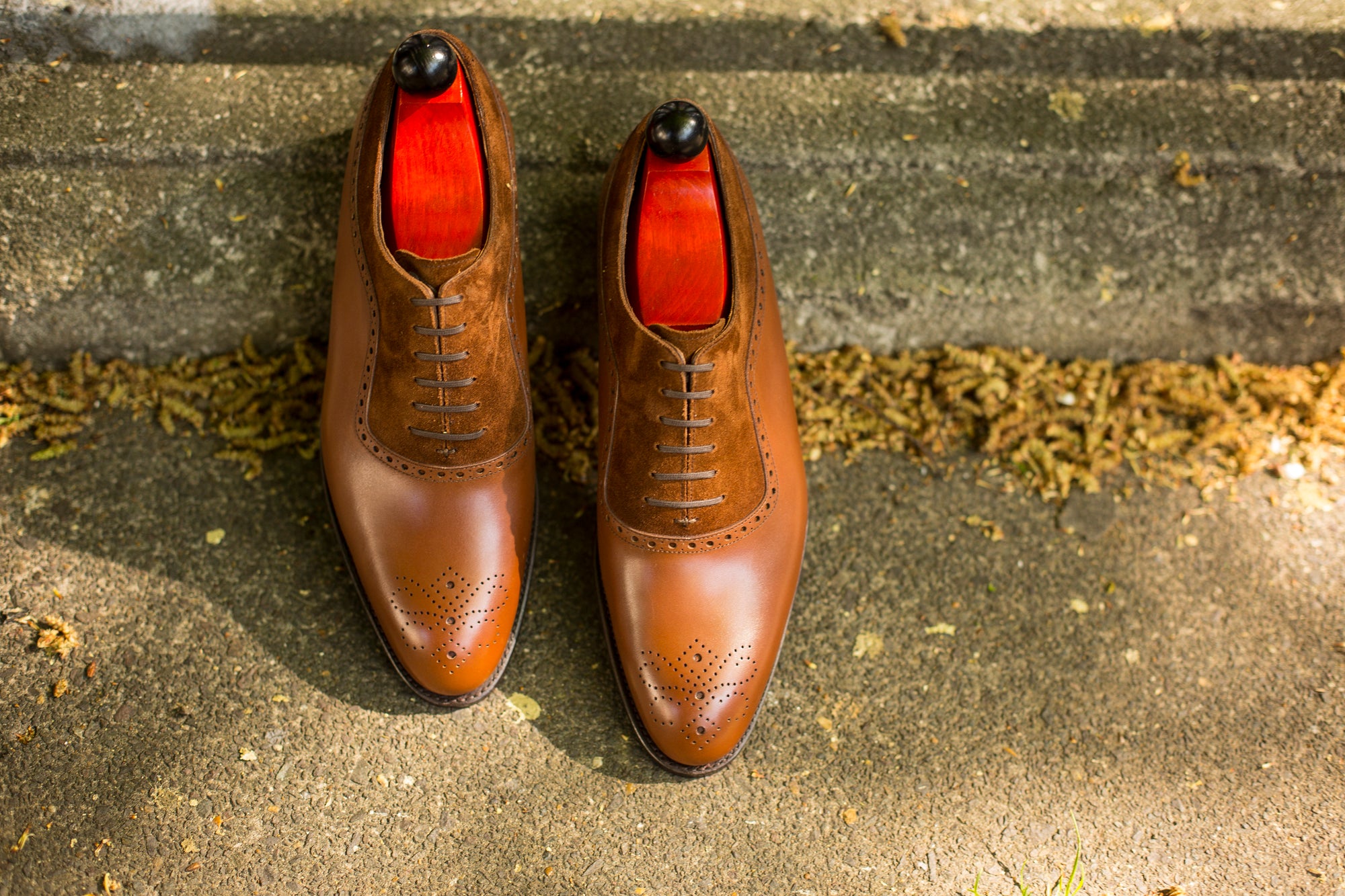 Roosevelt - MTO - Caramel Calf / Snuff Suede - NGT Last - Single Leather Sole-Made To Order Medallion Adelaide Brogue Oxfords-J.FitzPatrick Footwear