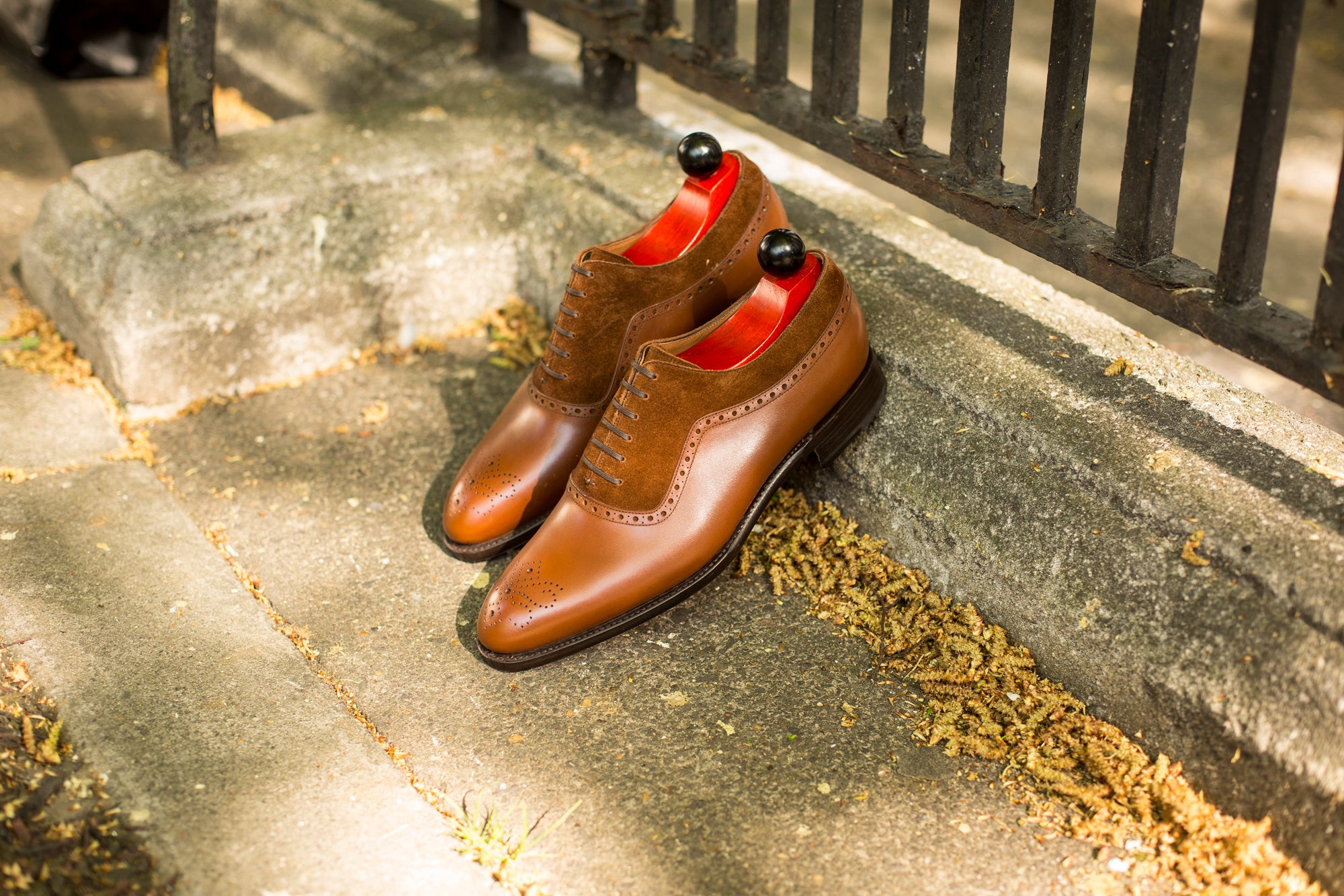 Roosevelt - MTO - Caramel Calf / Snuff Suede - NGT Last - Single Leather Sole-Made To Order Medallion Adelaide Brogue Oxfords-J.FitzPatrick Footwear