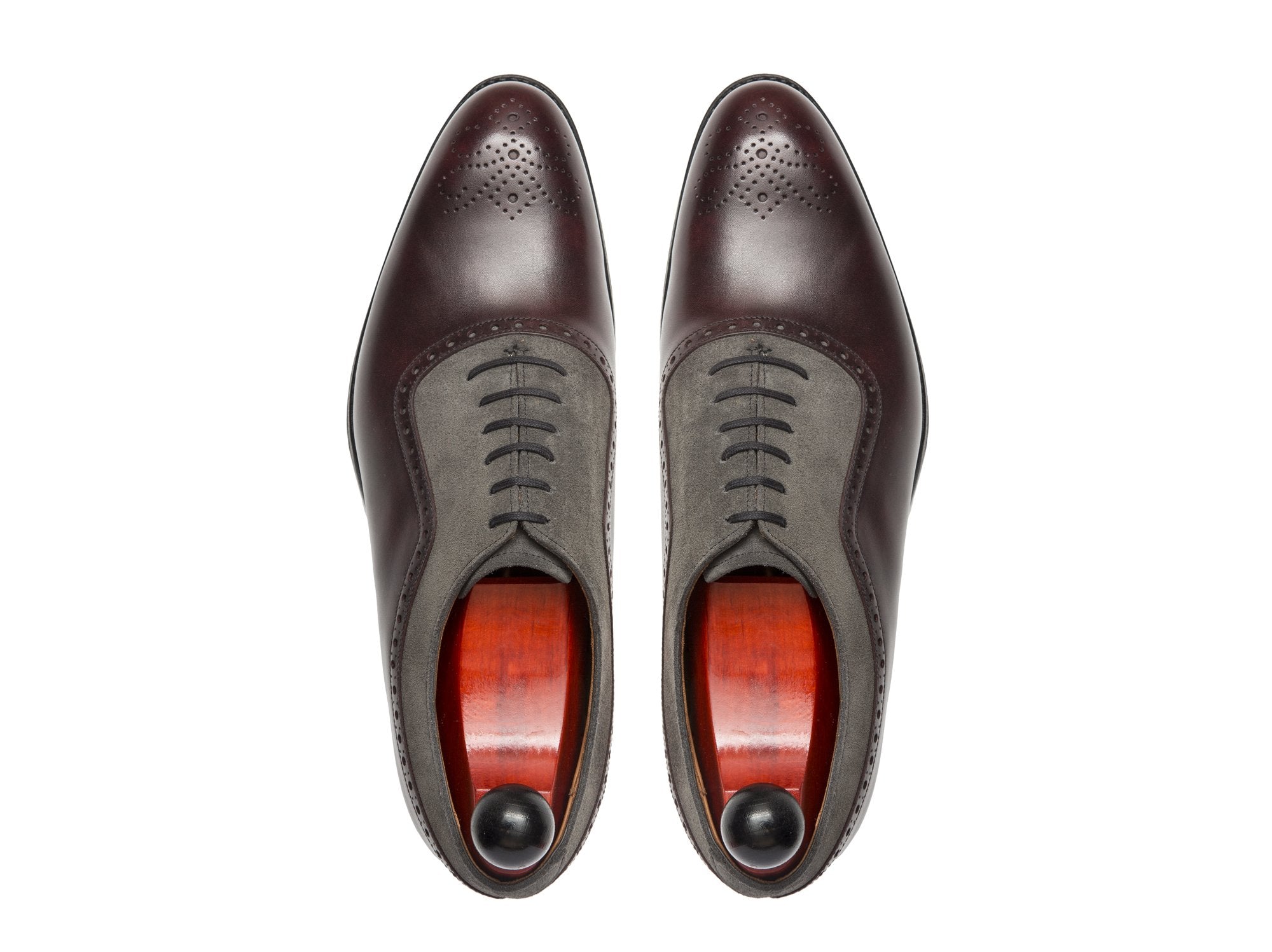 Roosevelt - MTO - Plum Museum / Mid Grey Suede - NGT Last - Single Leather Sole-Made To Order Medallion Adelaide Brogue Oxfords-J.FitzPatrick Footwear