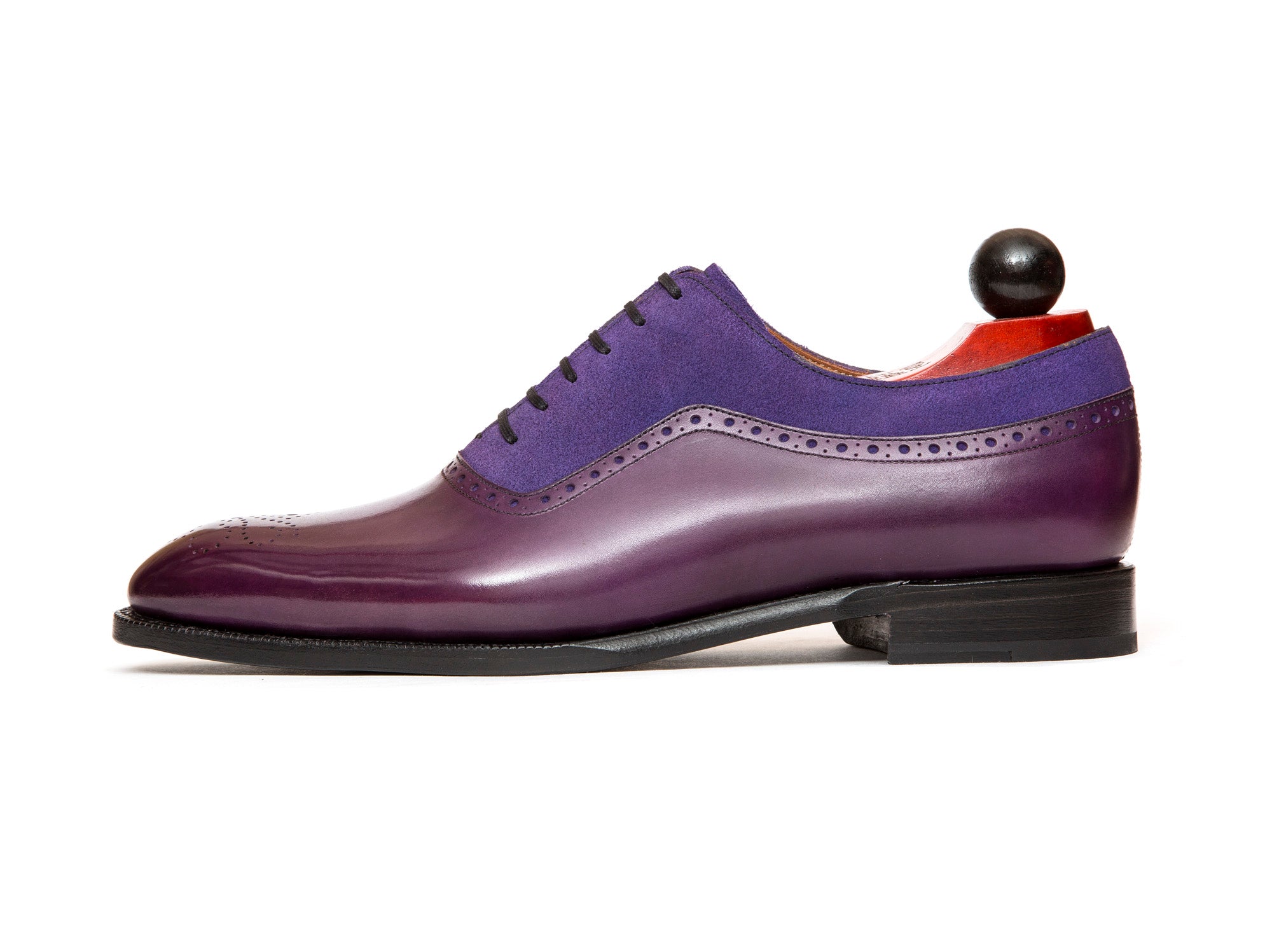 Roosevelt - MTO - Purple Calf / Purple Suede - NGT Last - Single Leather Sole-Made To Order Medallion Adelaide Brogue Oxfords-J.FitzPatrick Footwear