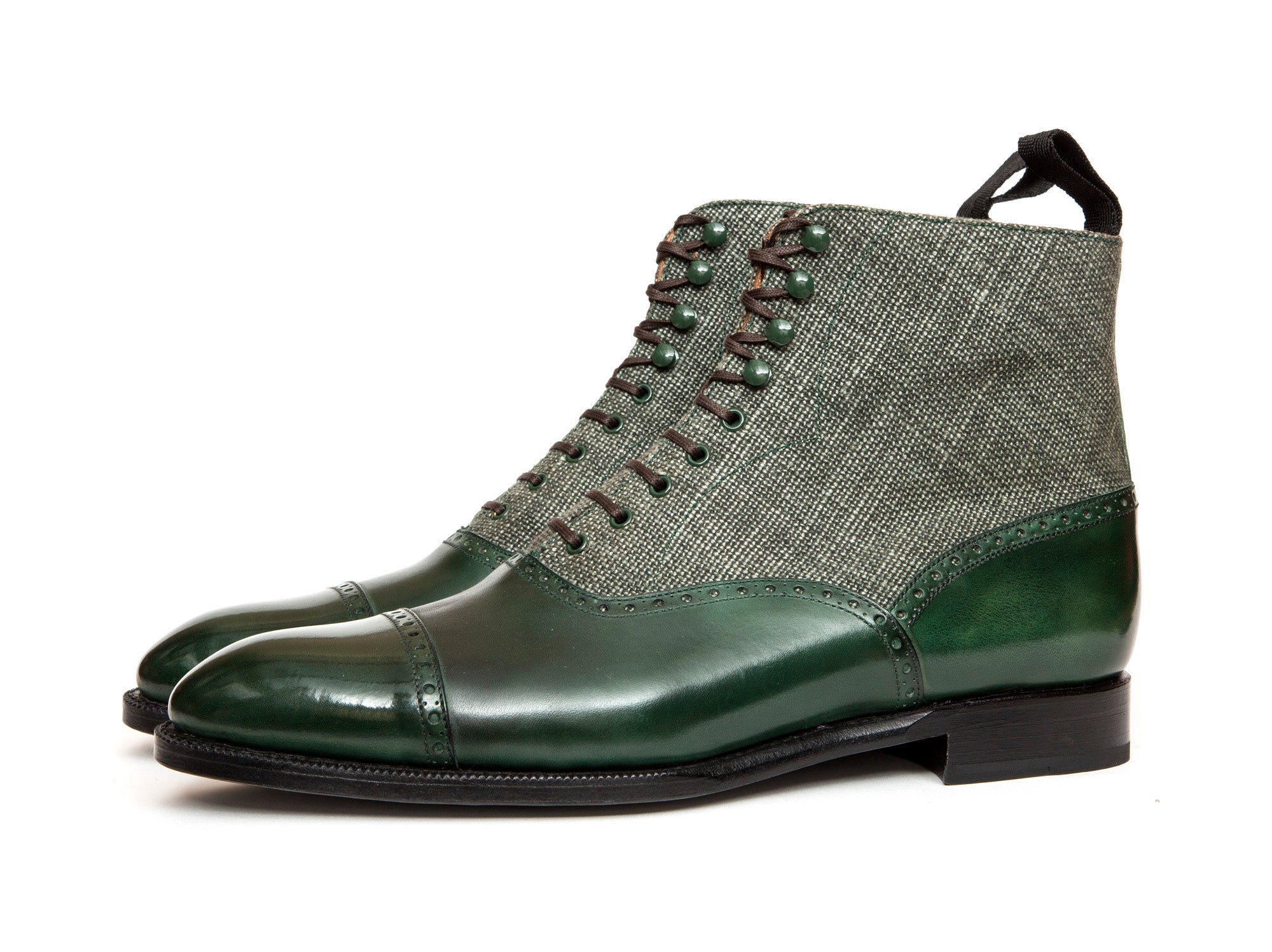 Seaview - MTO - Forest Calf / Military Canvas - NGT Last - Single Leather Sole-Made To Order Boot Cap Toe Brogue-J.FitzPatrick Footwear