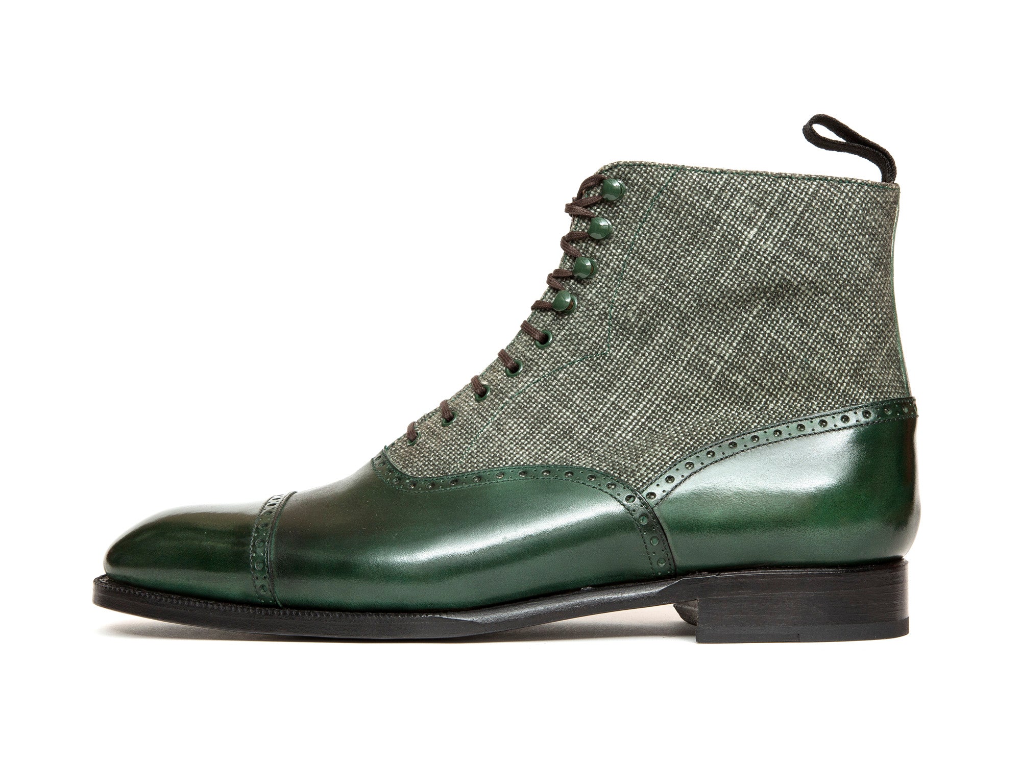 Seaview - MTO - Forest Calf / Military Canvas - NGT Last - Single Leather Sole-Made To Order Boot Cap Toe Brogue-J.FitzPatrick Footwear