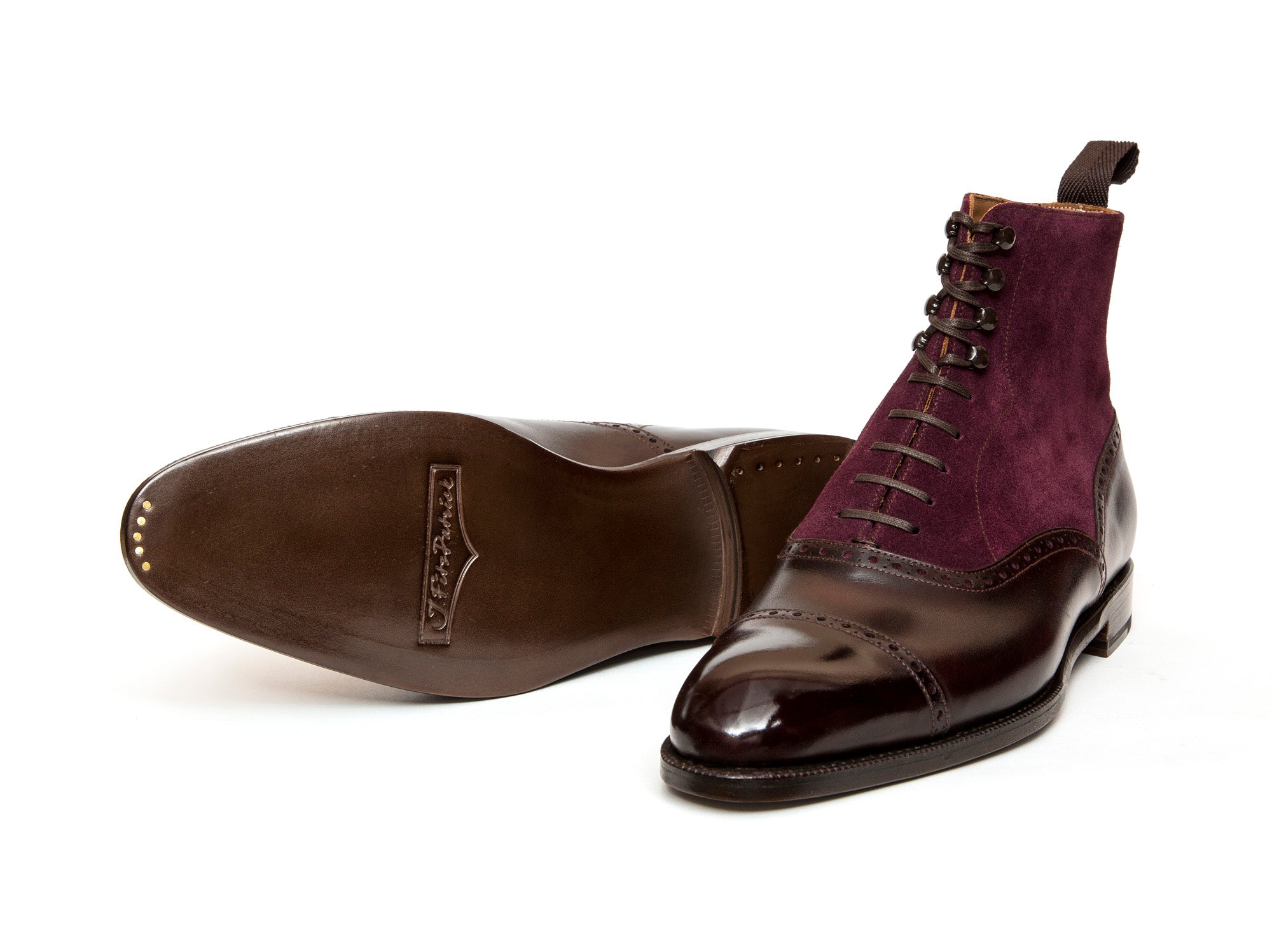 Seaview - MTO - Plum Museum Calf / Regal Purple Suede - NGT Last - Single Leather Sole-Made To Order Boot Cap Toe Brogue-J.FitzPatrick Footwear