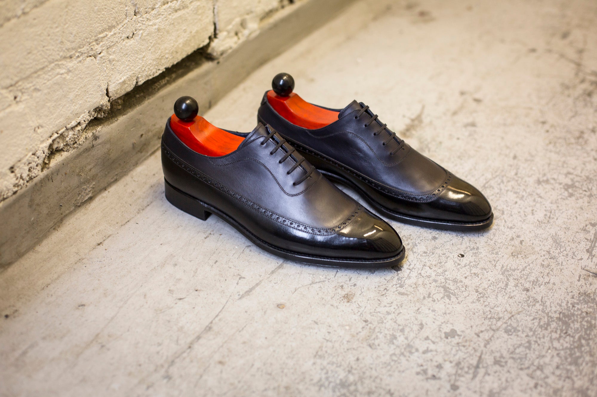 Sebastien - MTO - Black Calf / Midnight Calf - SEA Last - Single Leather Sole-Made To Order U Wing Longwing Brogue Adelaide Oxfords-J.FitzPatrick Footwear
