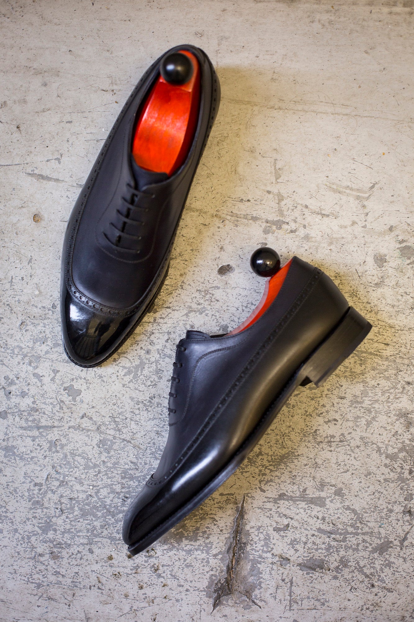 Sebastien - MTO - Black Calf / Midnight Calf - SEA Last - Single Leather Sole-Made To Order U Wing Longwing Brogue Adelaide Oxfords-J.FitzPatrick Footwear