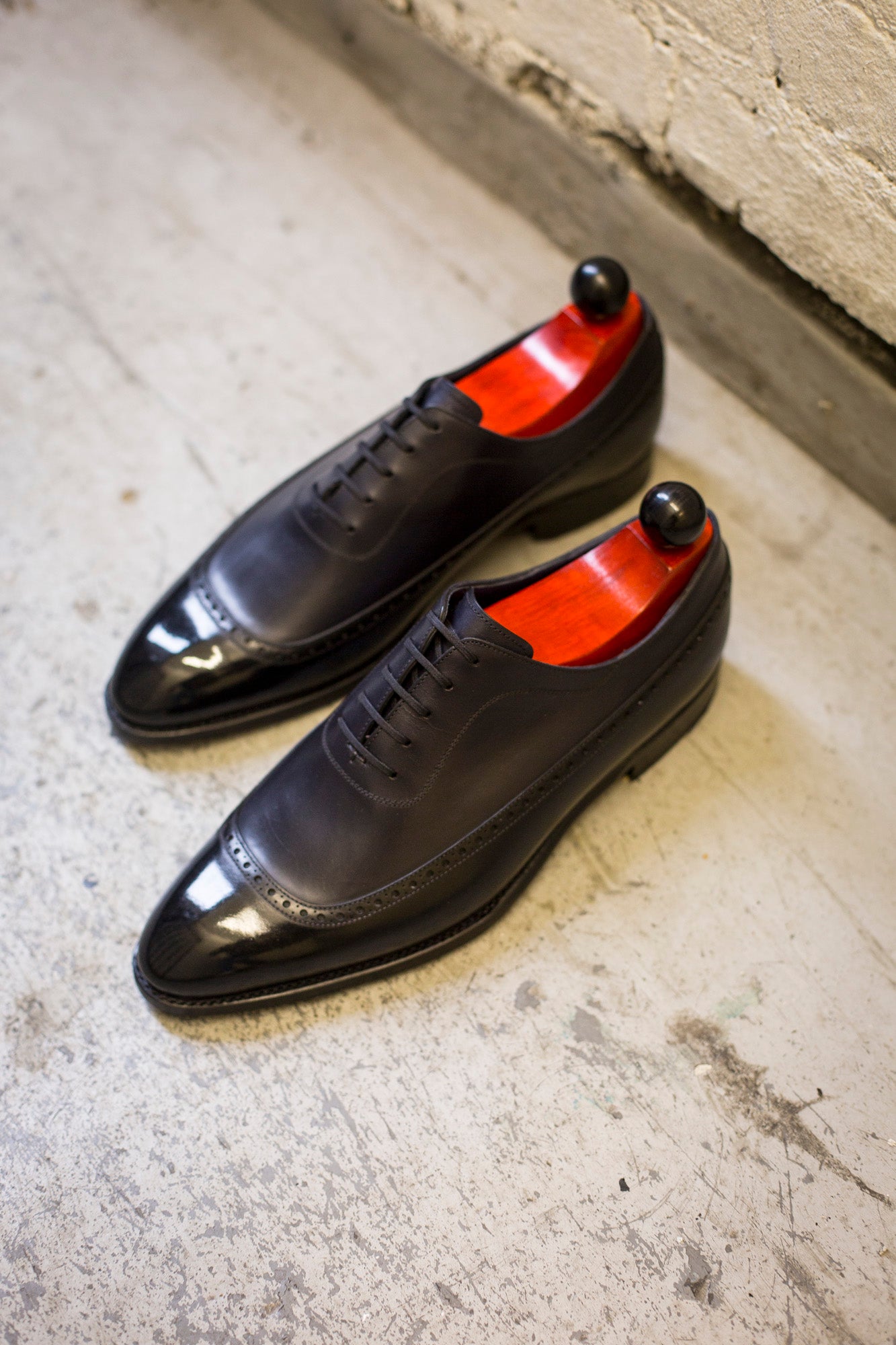 Sebastien - MTO - Black Calf / Midnight Calf - SEA Last - Single Leather Sole-Made To Order U Wing Longwing Brogue Adelaide Oxfords-J.FitzPatrick Footwear