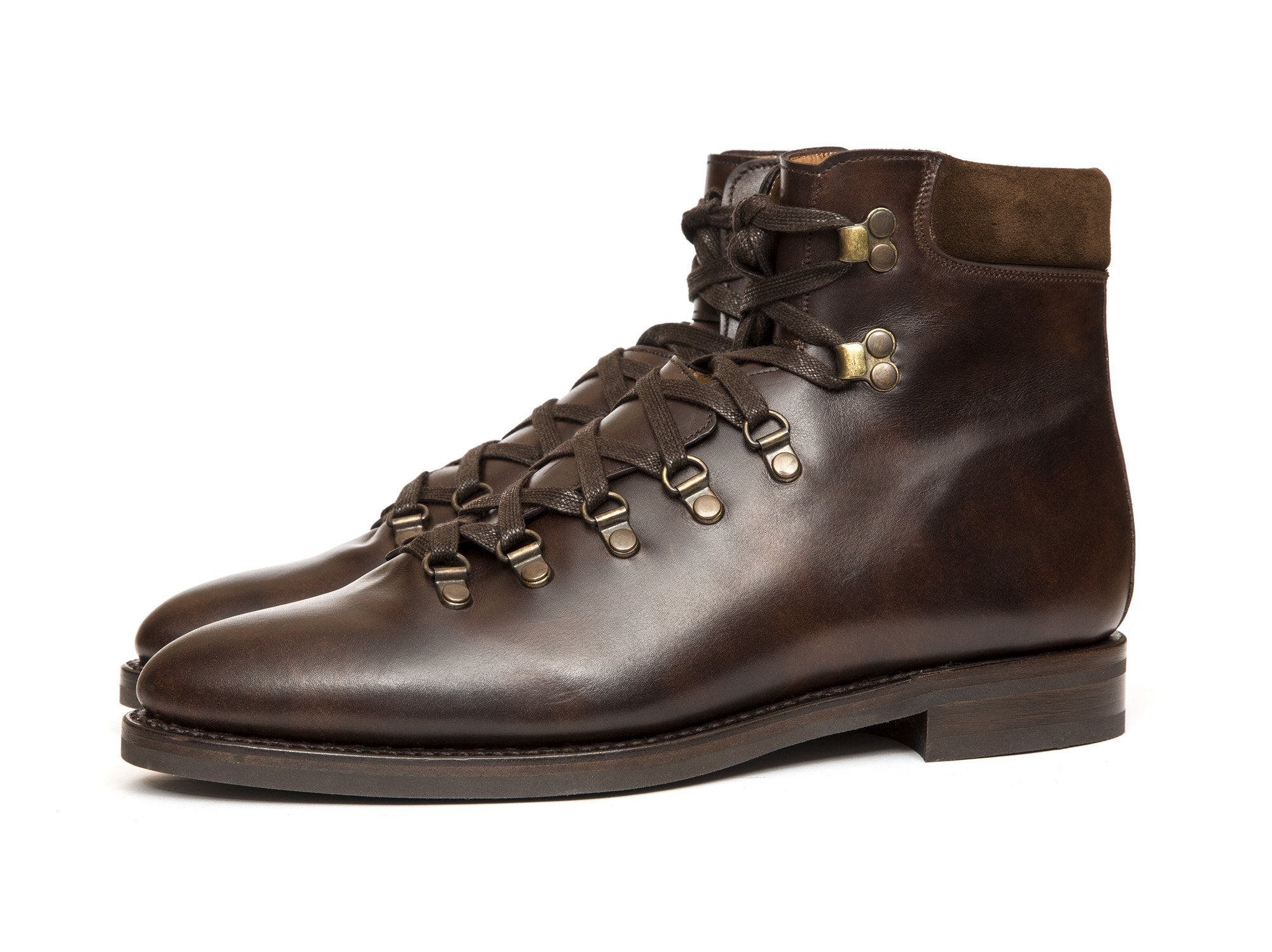 Snoqualmie - MTO - Dark Brown Museum Calf / Dark Brown Suede - TMG Last - Country Rubber Sole-Made To Order Alpine Hiker Boots-J.FitzPatrick Footwear