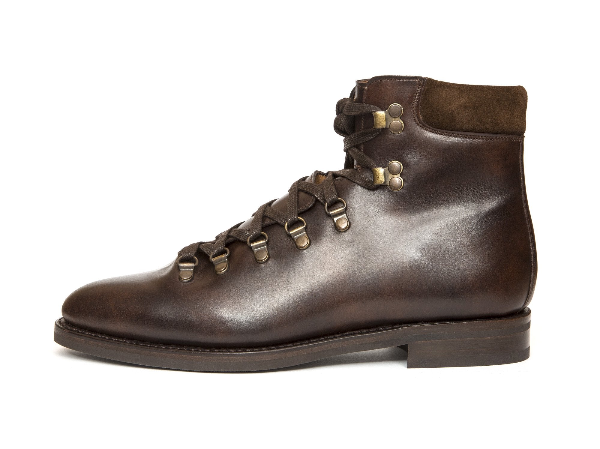 Snoqualmie - MTO - Dark Brown Museum Calf / Dark Brown Suede - TMG Last - Country Rubber Sole-Made To Order Alpine Hiker Boots-J.FitzPatrick Footwear