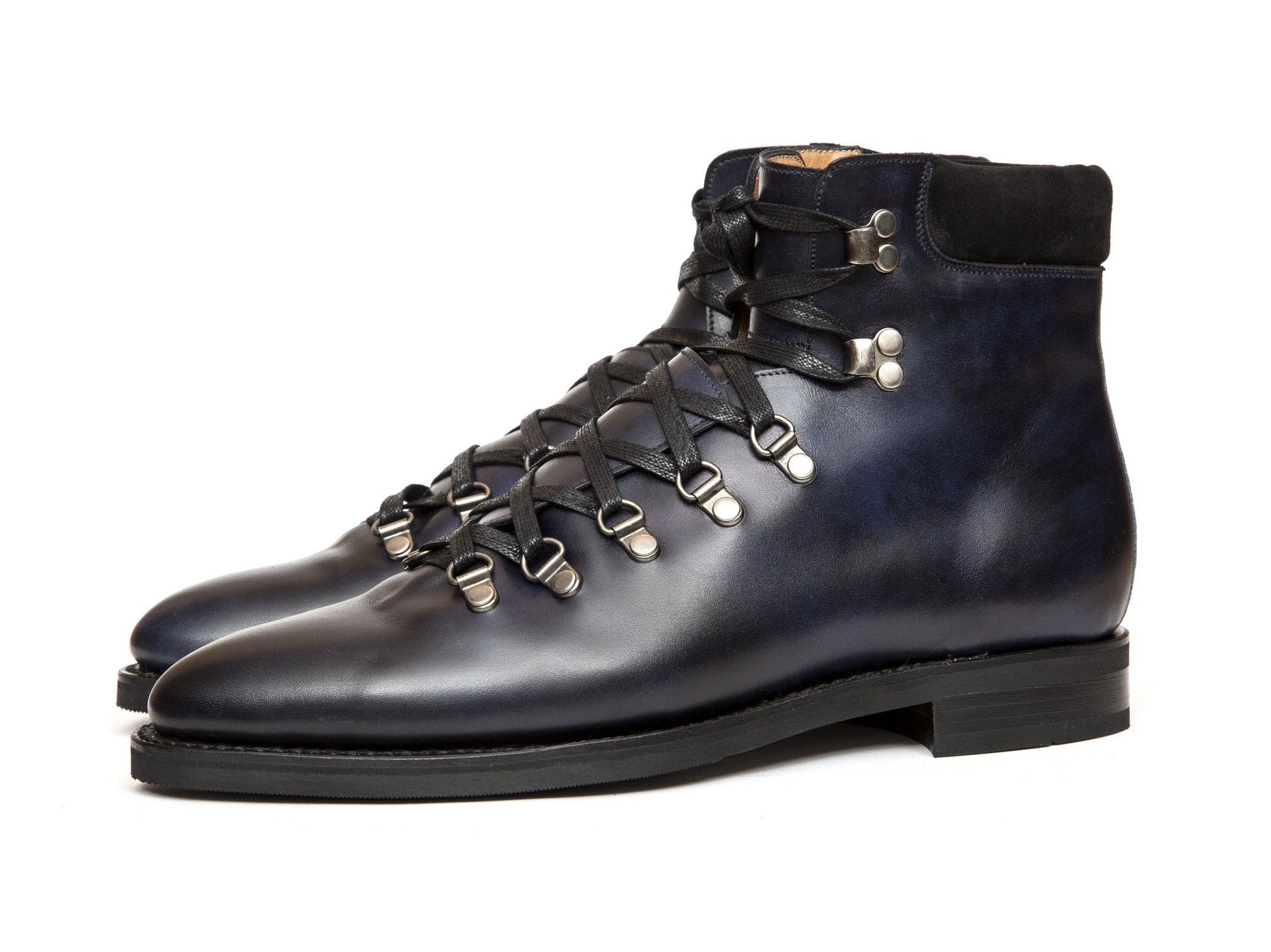 Snoqualmie - MTO - Navy Museum Calf / Black Suede - TMG Last - City Rubber Sole-Made To Order Alpine Hiker Boots-J.FitzPatrick Footwear
