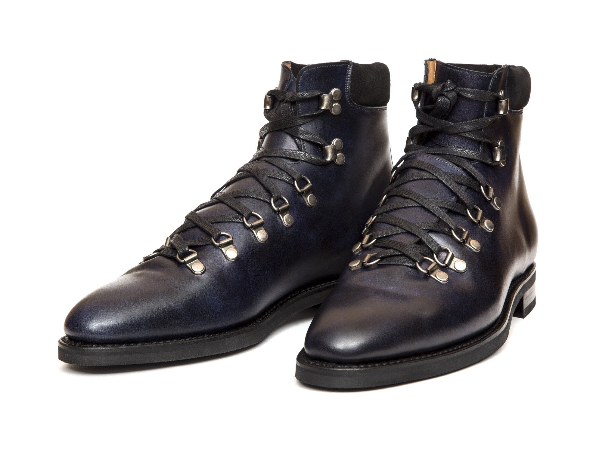 Snoqualmie - MTO - Navy Museum Calf / Black Suede - TMG Last - City Rubber Sole-Made To Order Alpine Hiker Boots-J.FitzPatrick Footwear