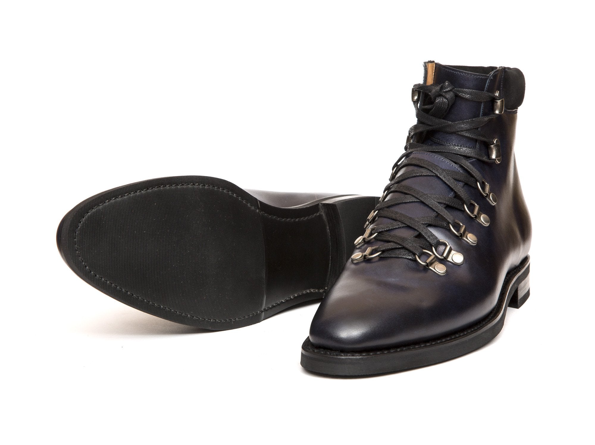 Snoqualmie - MTO - Navy Museum Calf / Black Suede - TMG Last - City Rubber Sole-Made To Order Alpine Hiker Boots-J.FitzPatrick Footwear