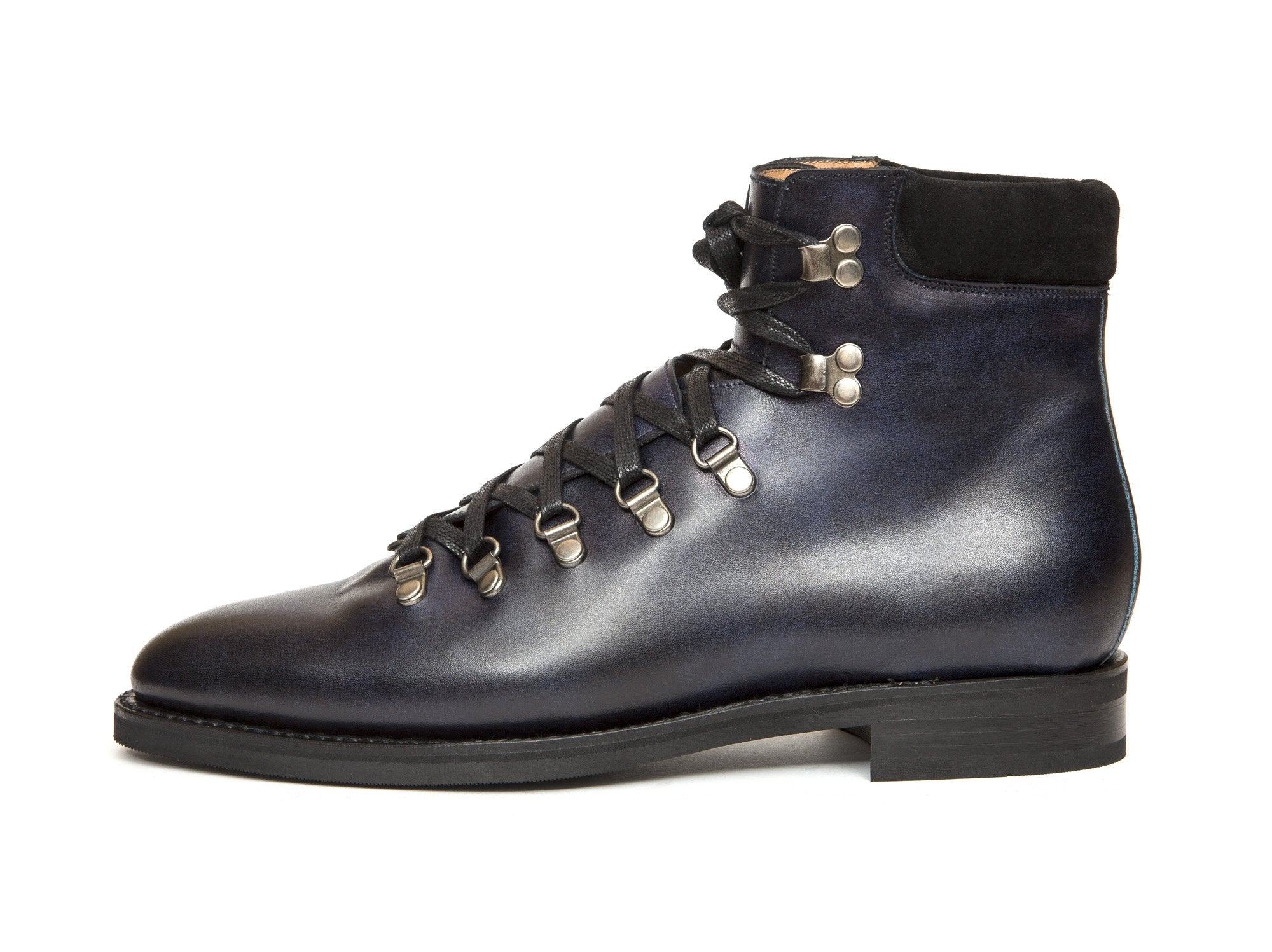 Snoqualmie - MTO - Navy Museum Calf / Black Suede - TMG Last - City Rubber Sole-Made To Order Alpine Hiker Boots-J.FitzPatrick Footwear