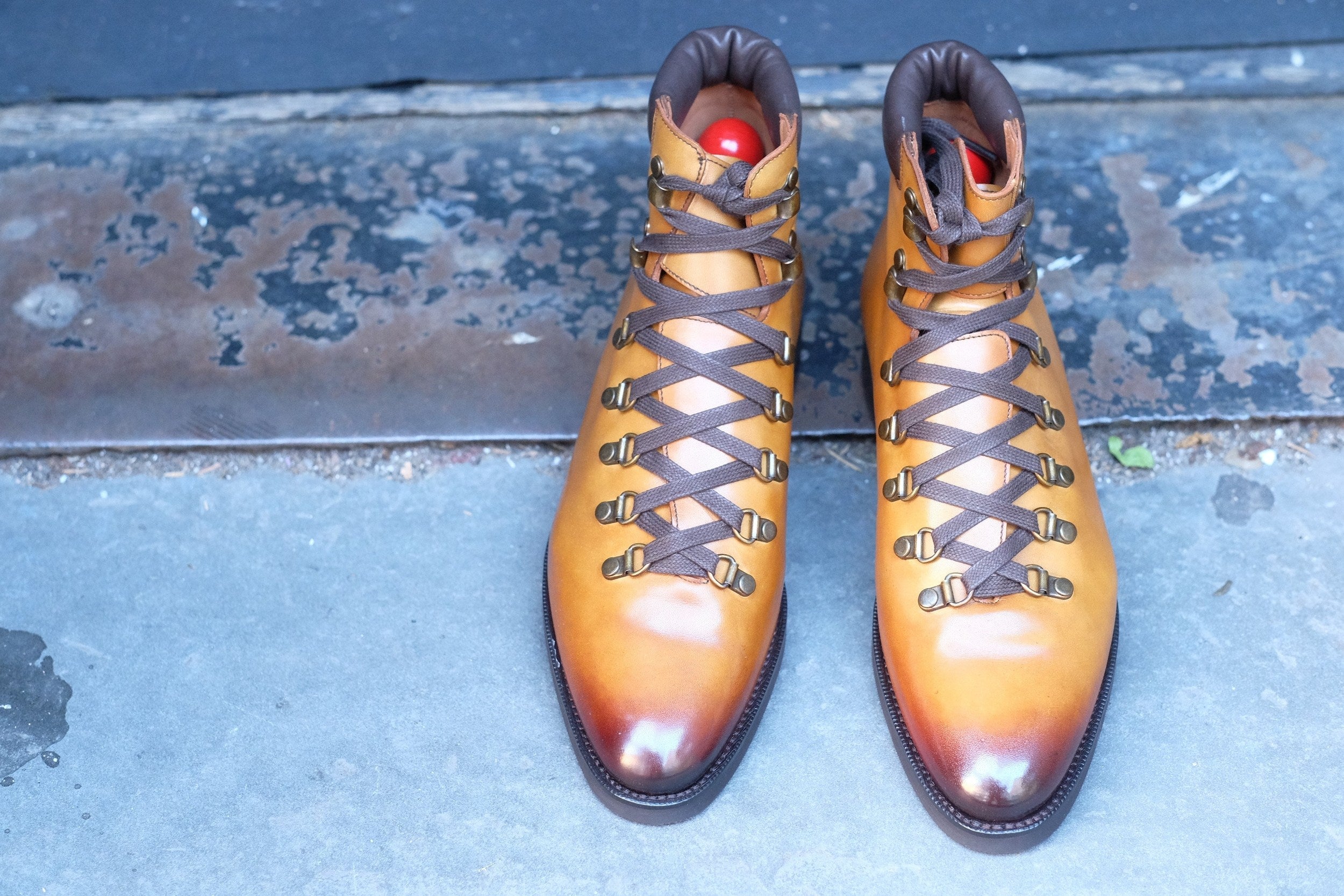 Snoqualmie - MTO - Shaded Tan Calf - TMG Last - Double City Rubber Sole-Made To Order Alpine Hiker Boots-J.FitzPatrick Footwear