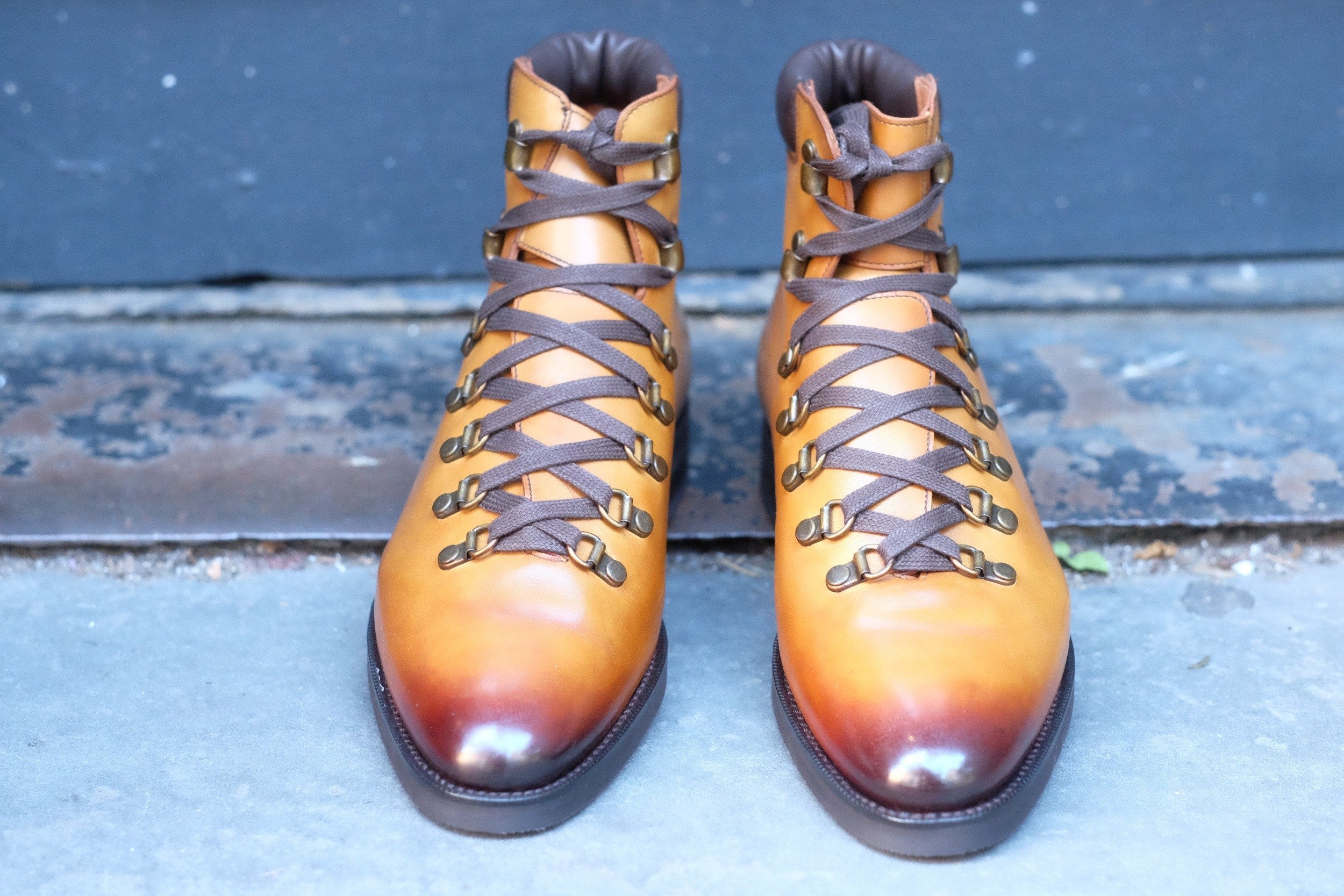 Snoqualmie - MTO - Shaded Tan Calf - TMG Last - Double City Rubber Sole-Made To Order Alpine Hiker Boots-J.FitzPatrick Footwear