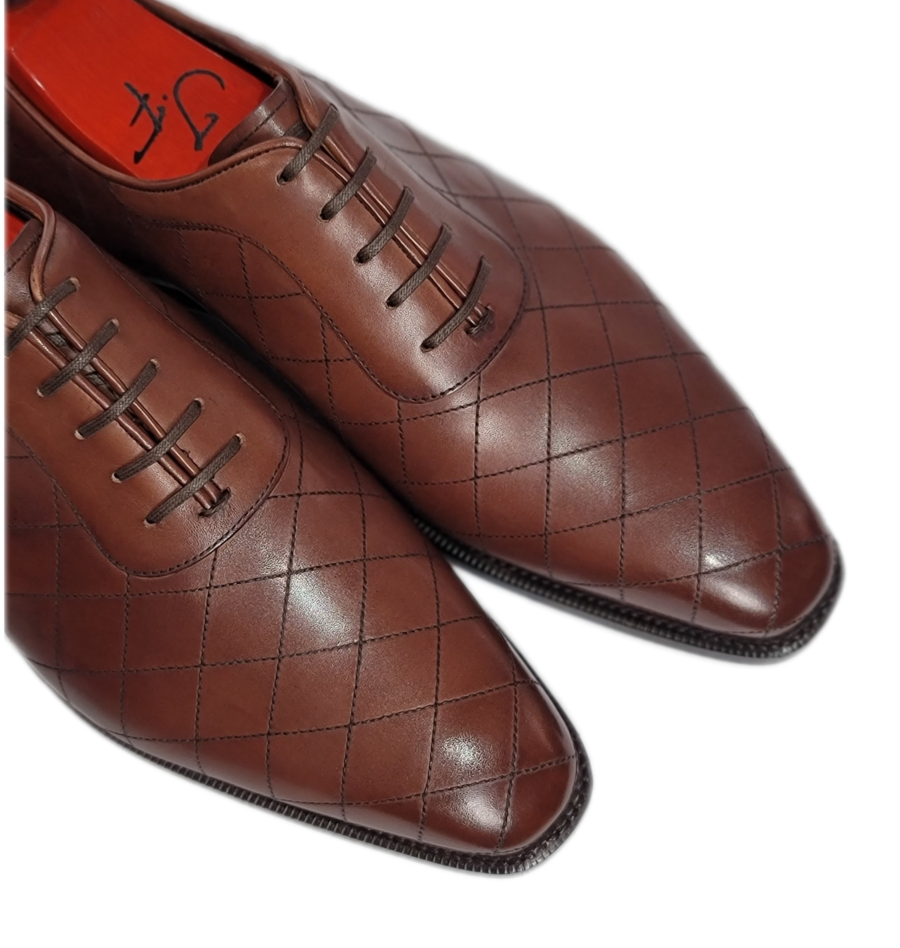 Spokane - MTO - Quilted Cedar Calf - LPB Last - Single Leather Sole-Made To Order Quilted Adelaide Oxfords-J.FitzPatrick Footwear